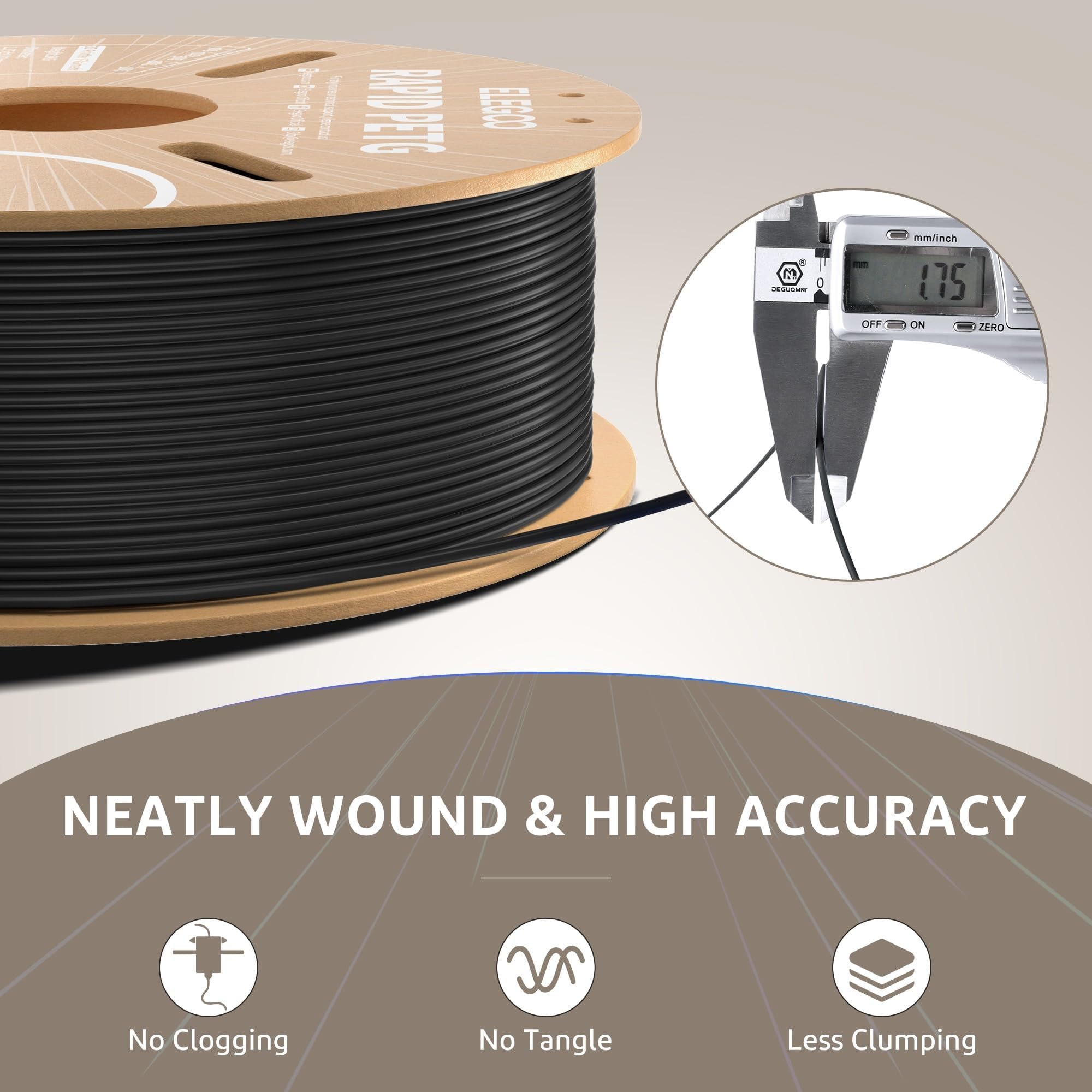 Foto 5 | Filamento Para Impresora 3d Elegoo Rapid Petg 1.75 Mm Negro 1 Kg - Venta Internacional.
