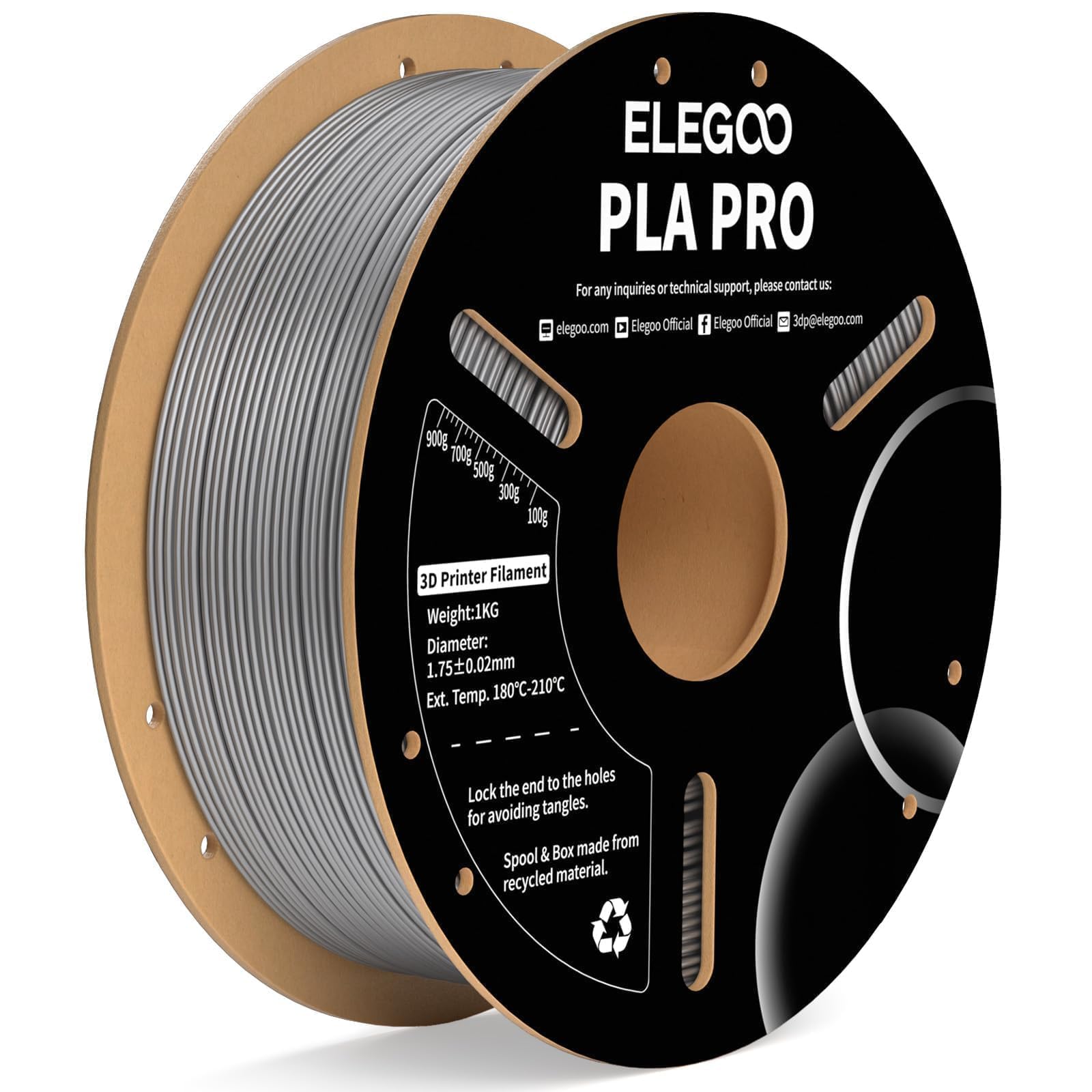 Foto 2 pulgar | Filamento Para Impresora 3d Elegoo Pla Pro, 1,75 Mm, Plateado, 1 Kg - Venta Internacional.
