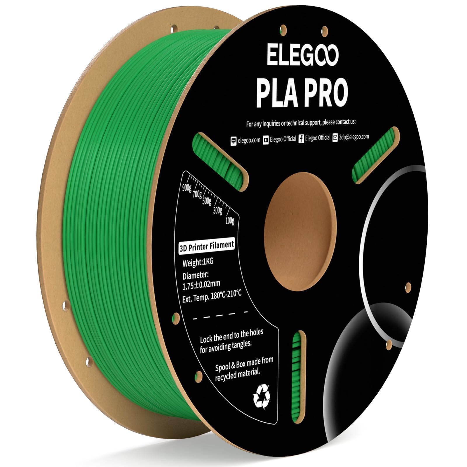 Filamento Para Impresora 3d Elegoo Pla Pro, 1,75 Mm, Verde, 1 Kg - Venta Internacional.
