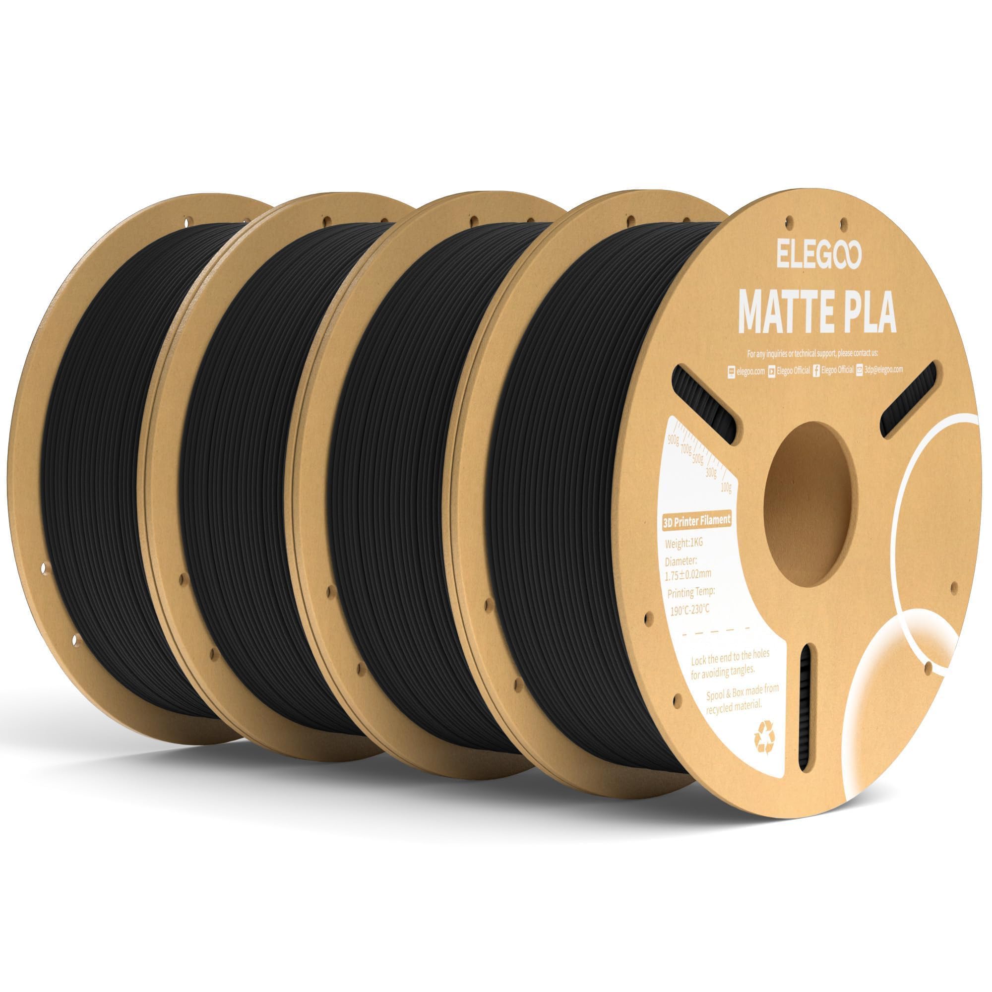 Filamento Para Impresora 3d Elegoo Mate Pla Negro Mate, 4 Kg, 1,75 Mm - Venta Internacional.