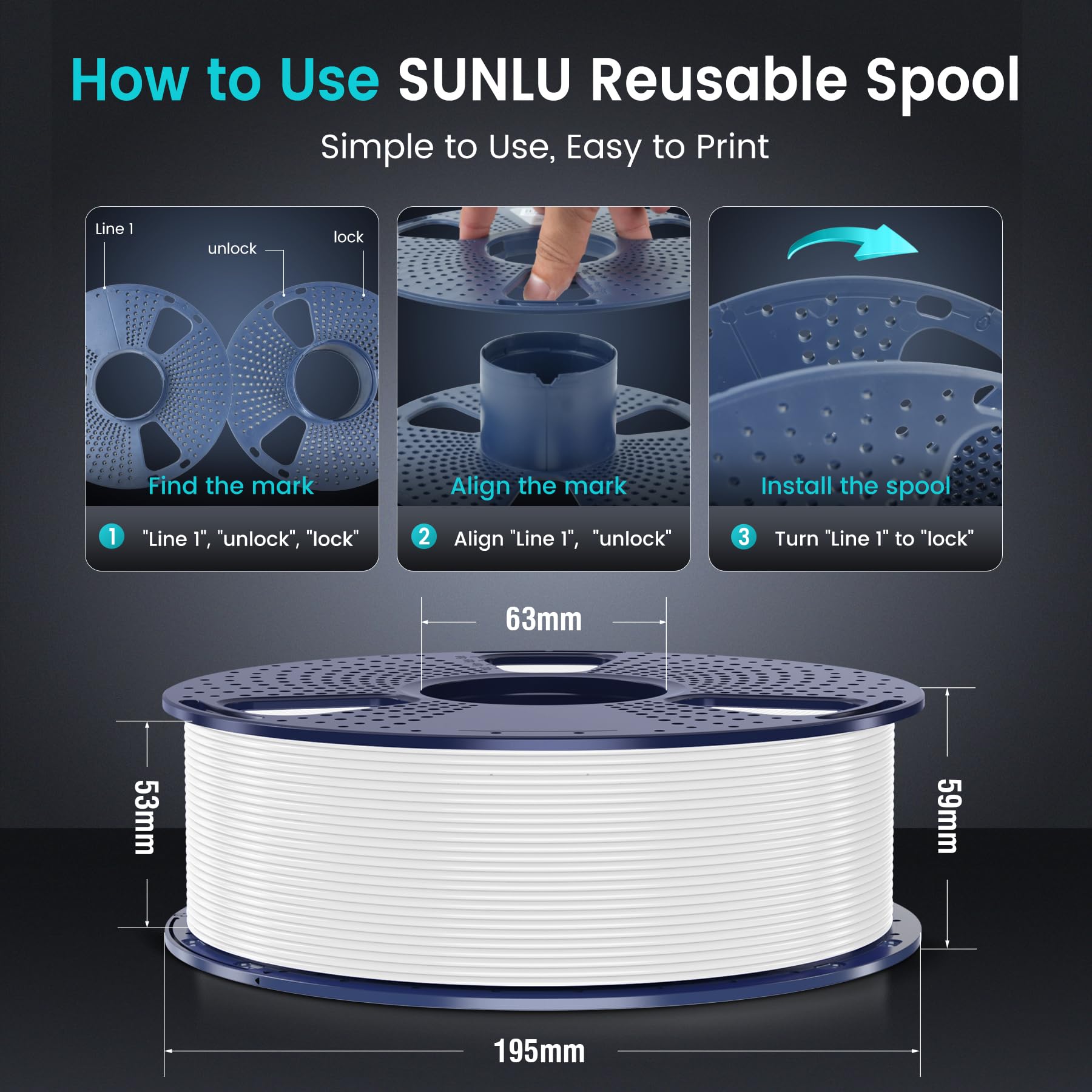 Foto 7 | Filamento Para Impresora 3d Sunlu Pla Plus De 1,75 Mm, 4 Kg, 4 Paquetes, Blanco - Venta Internacional.