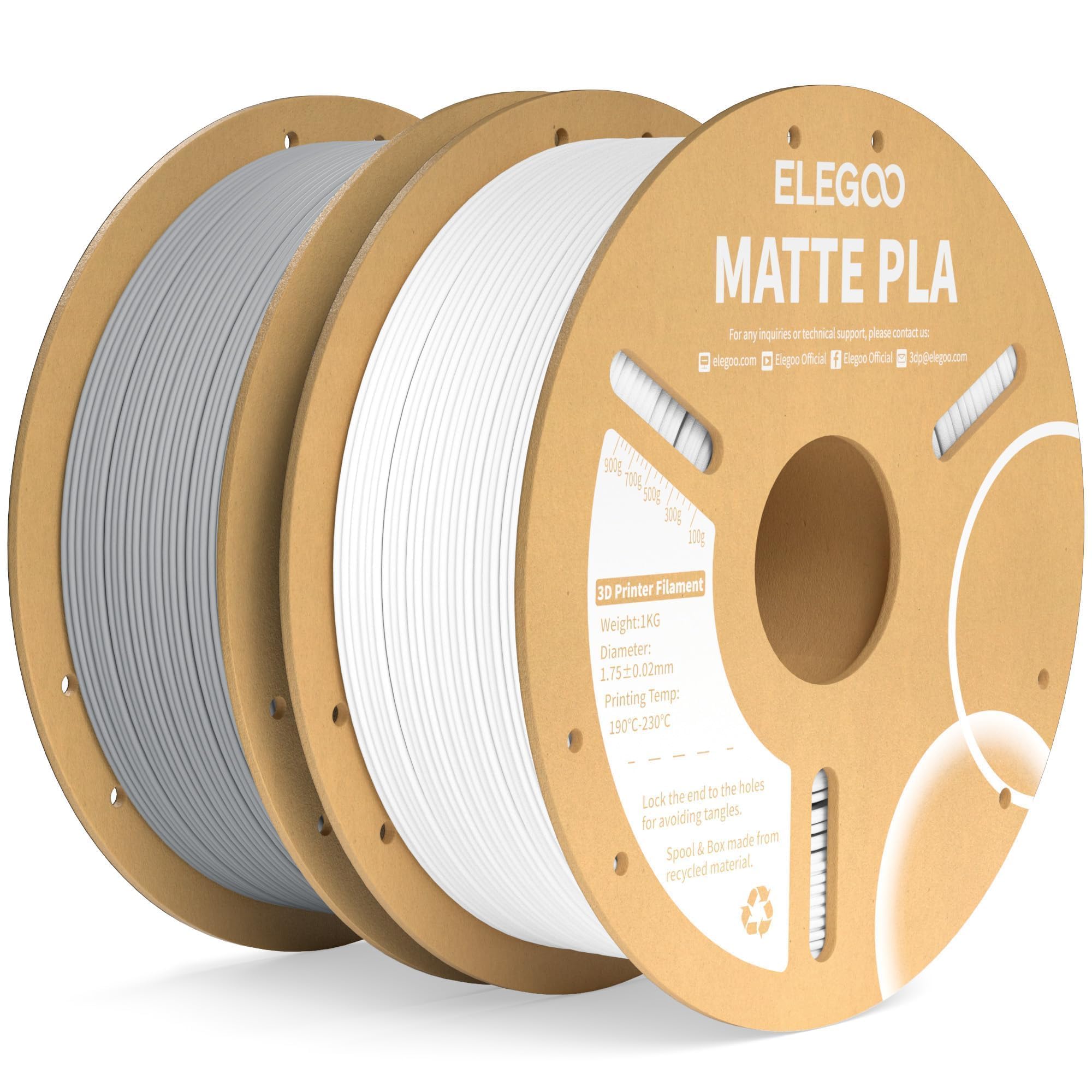 Filamento Para Impresora 3d Elegoo Mate Pla Blanco Y Gris Pizarra, 2 Kg - Venta Internacional.