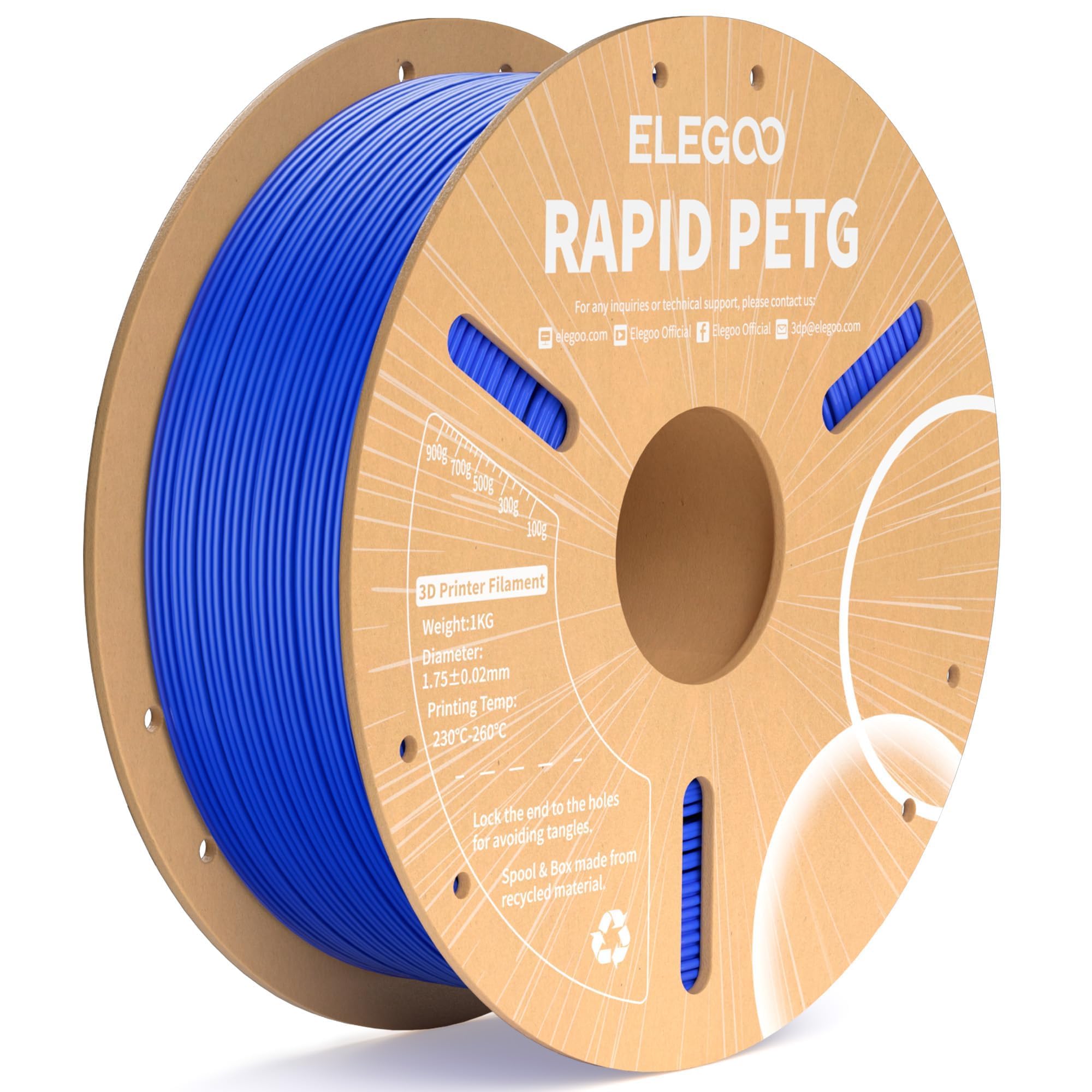Filamento Para Impresora 3d Elegoo Rapid Petg De 1,75 Mm, Color Azul, 1 Kg - Venta Internacional.