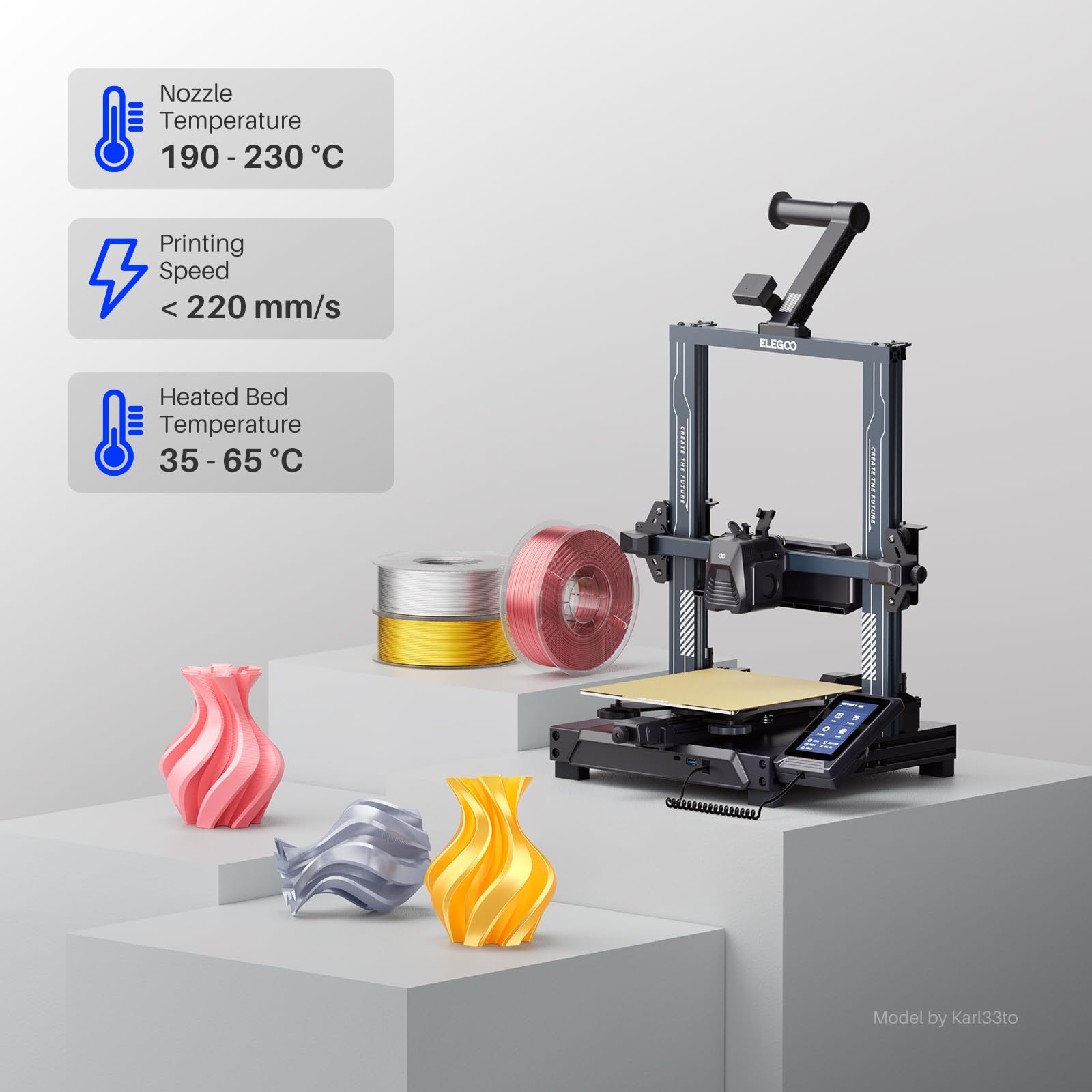 Foto 5 | Filamento Para Impresora 3d Elegoo Silk Pla De 1,75 Mm, Paquete De 4 Unidades, 250 G - Venta Internacional.
