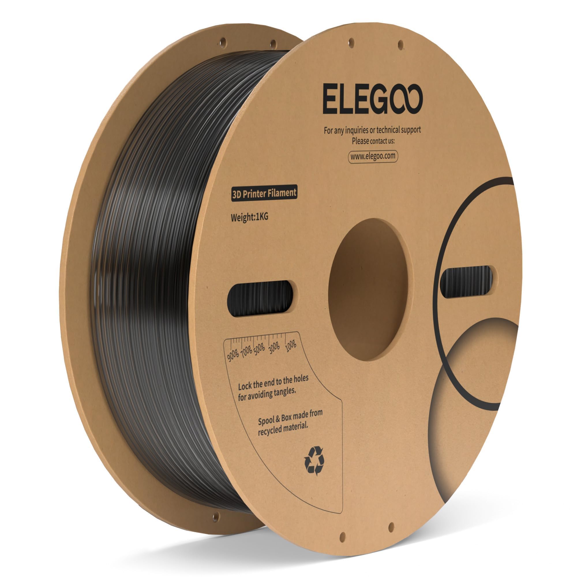 Filamento Para Impresora 3d Elegoo Pc, 1,75 Mm, Negro Transparente, 1 Kg - Venta Internacional.