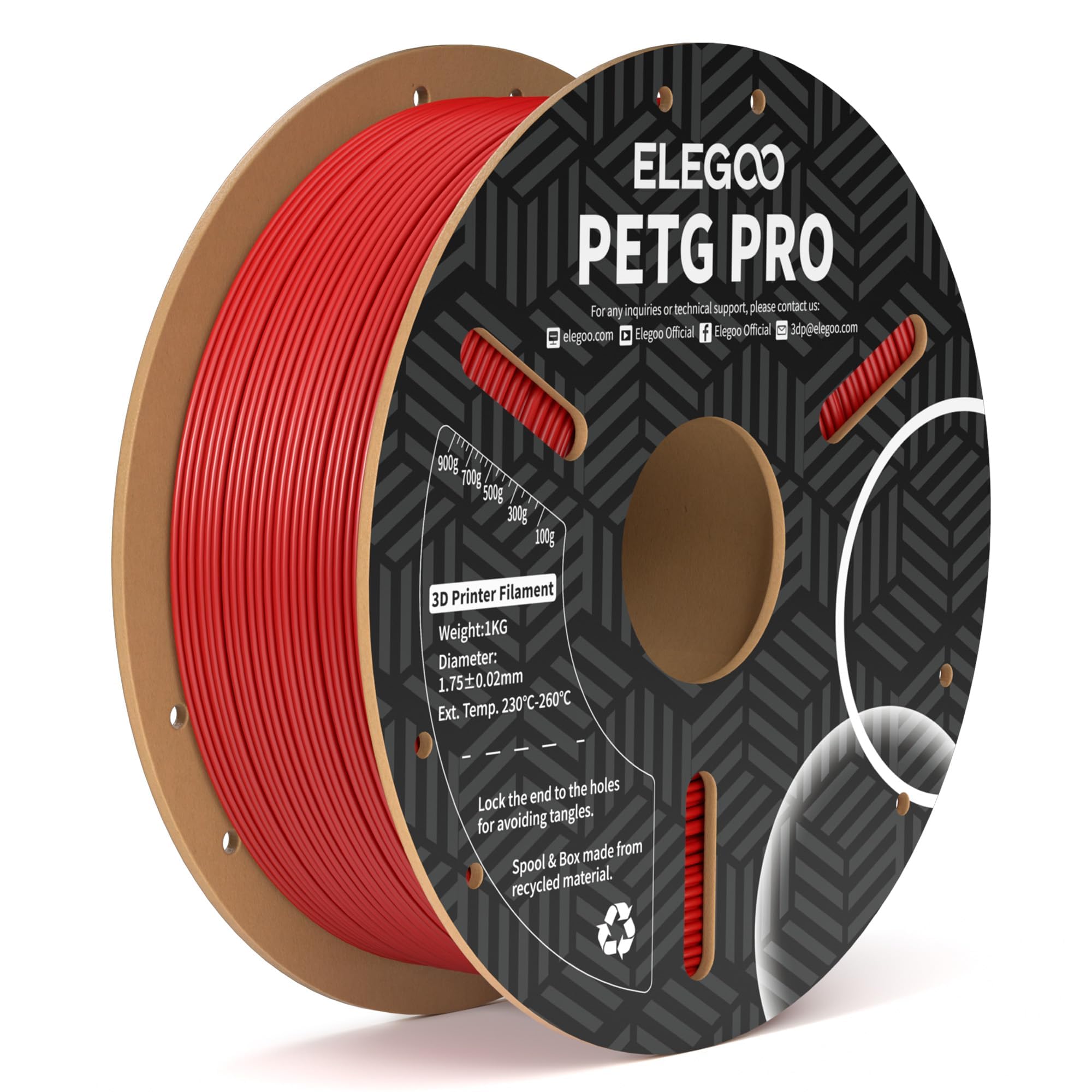 Filamento Para Impresora 3d Elegoo Petg Pro, 1,75 Mm, Rojo, 1 Kg - Venta Internacional.