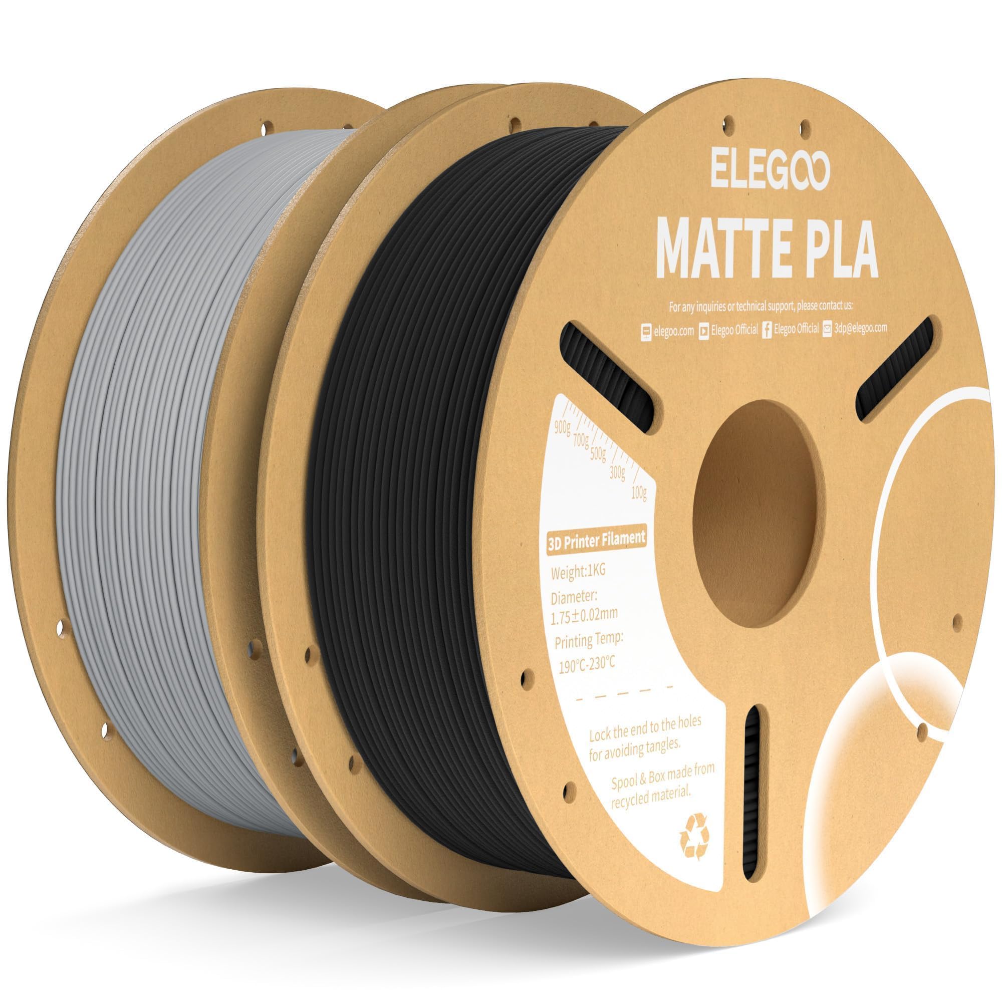 Filamento Para Impresora 3d Elegoo Mate Pla Negro Y Gris Pizarra, 2 Kg - Venta Internacional.