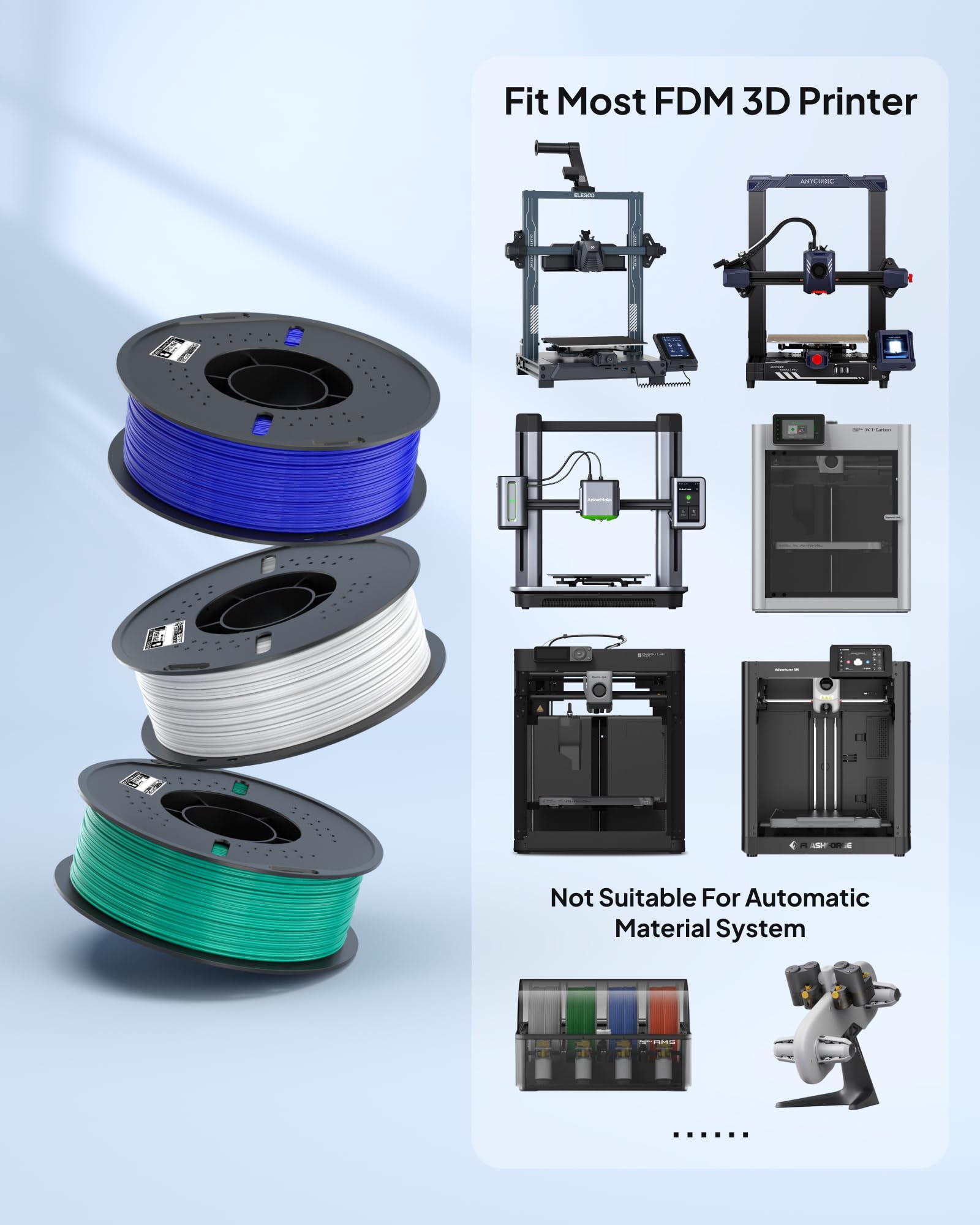Foto 6 | Filamento De Impresión 3d Elegoo Tpu 1.75 Mm Azul 1 Kg 95a - Venta Internacional.