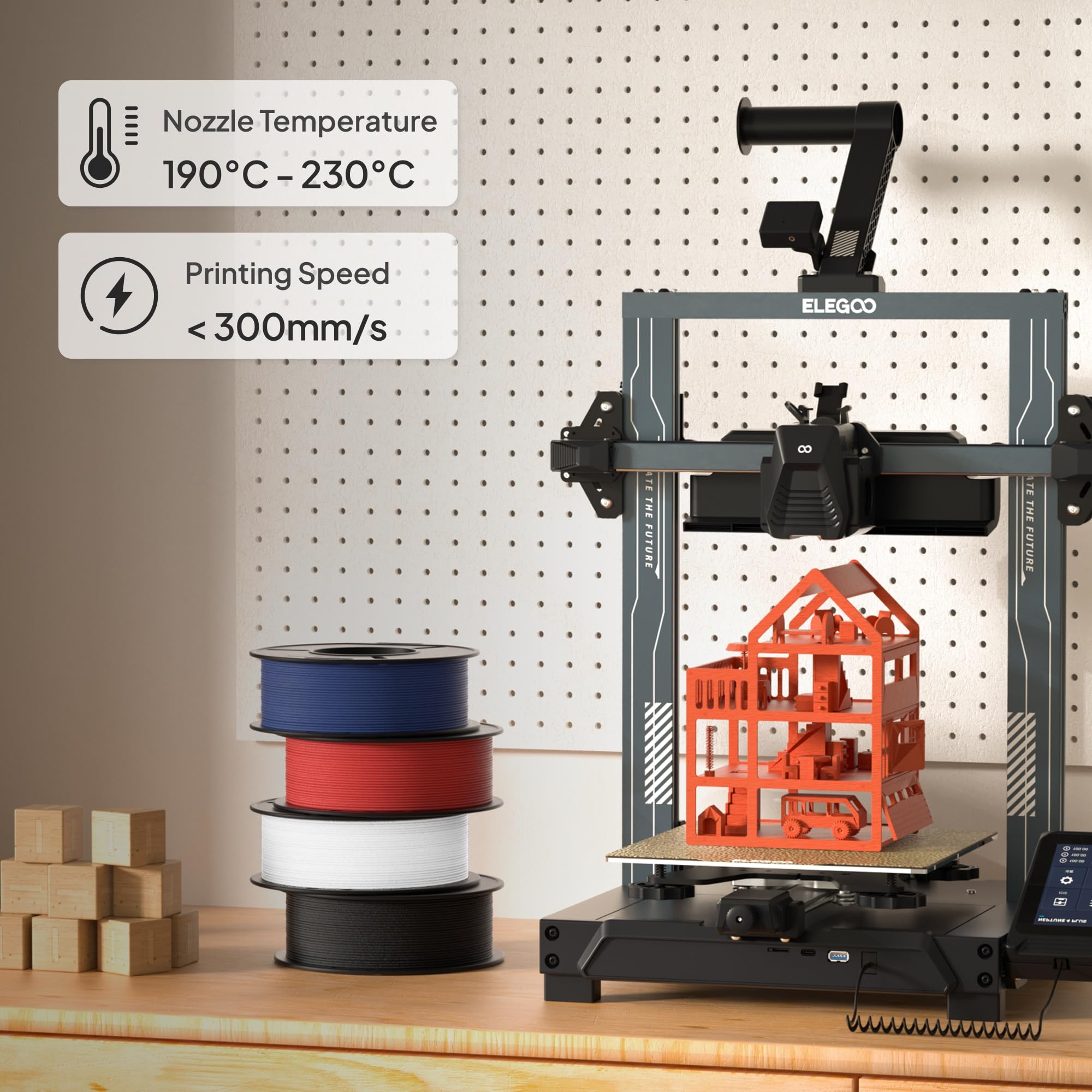 Foto 6 | Filamento Para Impresora 3d Elegoo Mate Pla De 1,75 Mm, 8 Colores, 2 Kg - Venta Internacional.