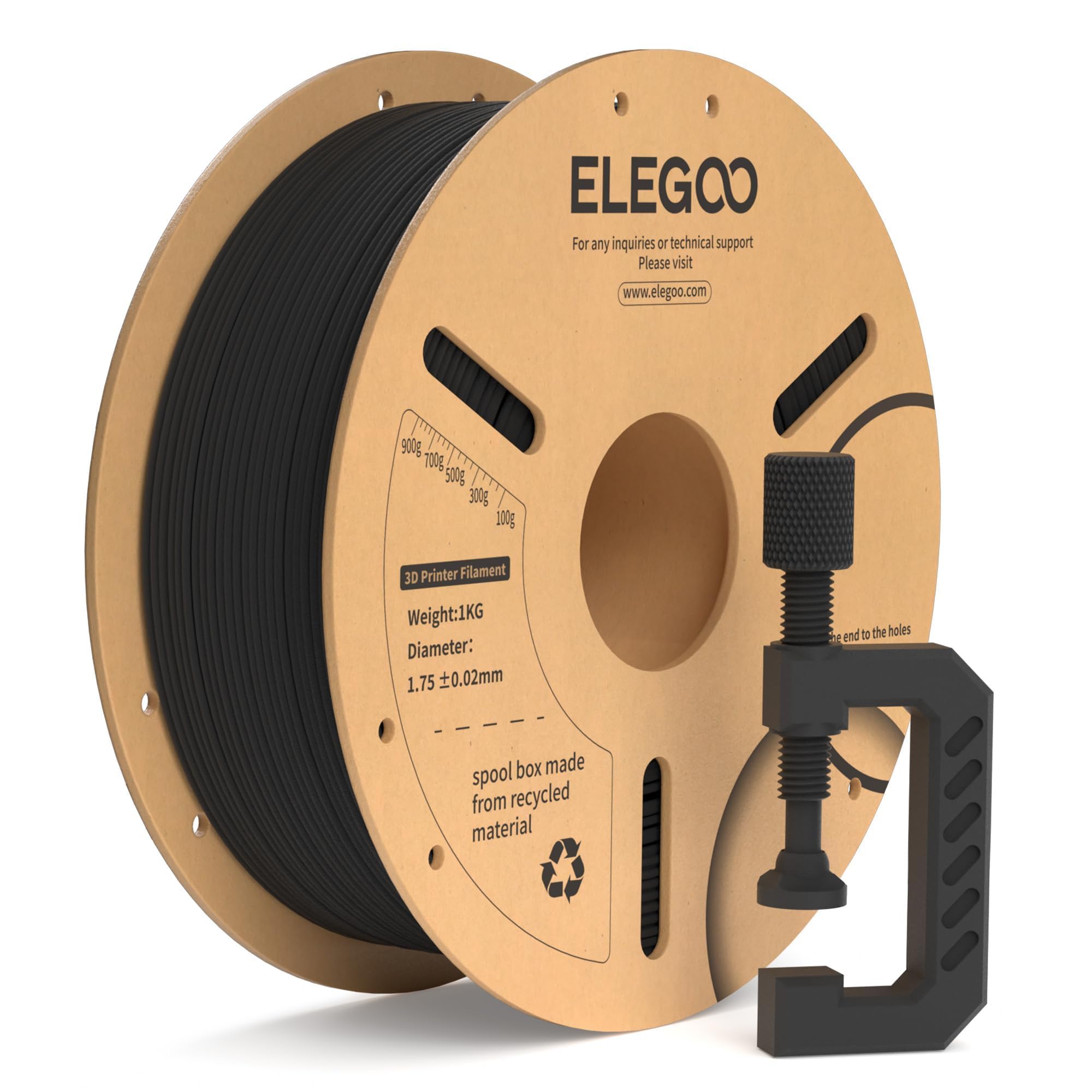 Filamento Para Impresora 3d Elegoo, Fibra De Carbono Pla, 1,75 Mm, Negro, 1 Kg - Venta Internacional.