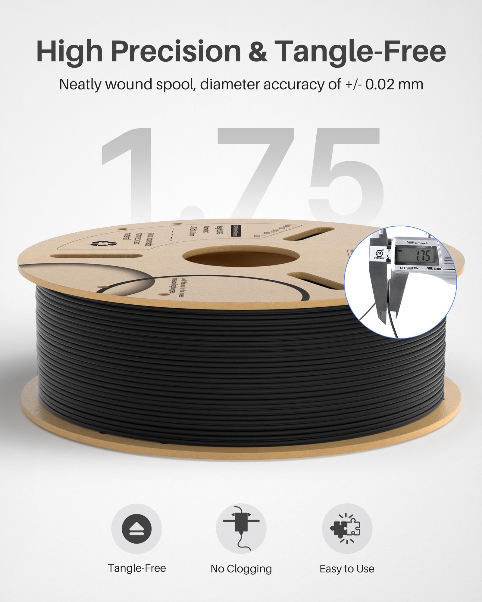 Foto 5 pulgar | Filamento Para Impresora 3d Elegoo, Fibra De Carbono Pla, 1,75 Mm, Negro, 1 Kg - Venta Internacional.
