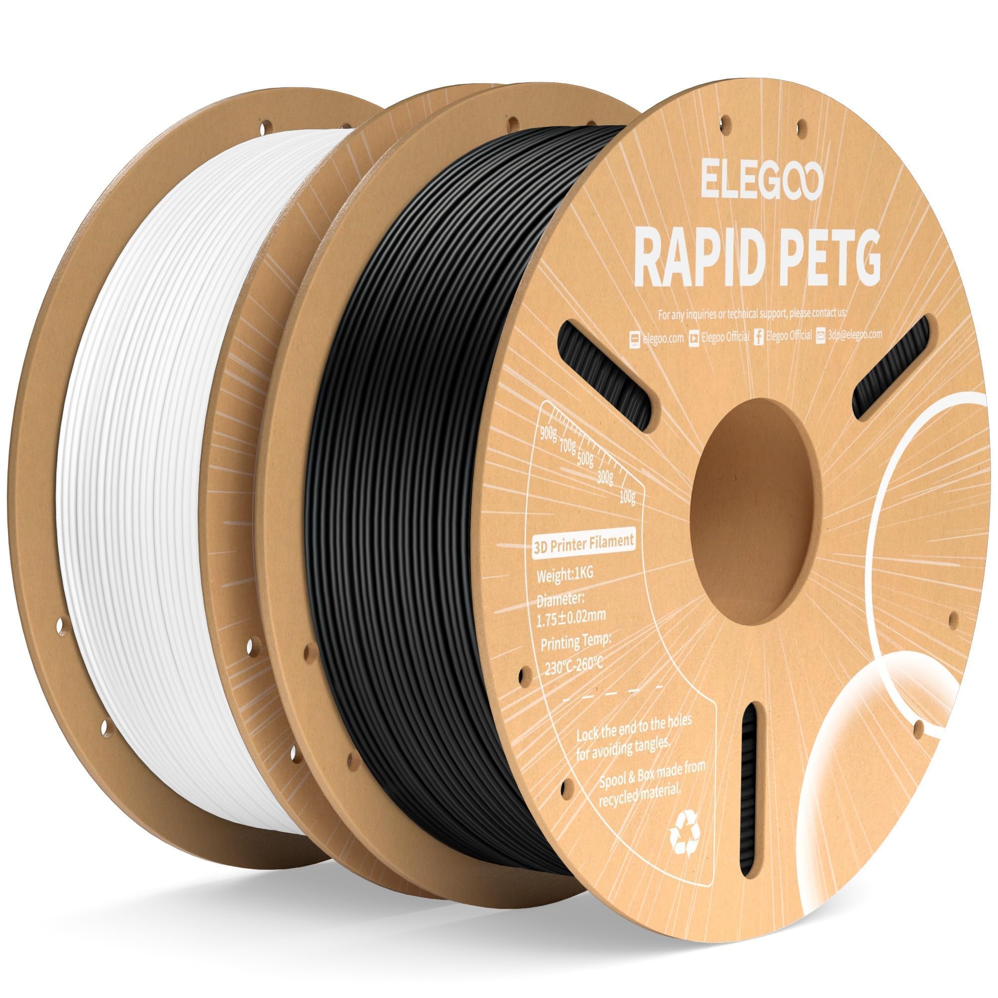 Filamento Para Impresora 3d Elegoo Rapid Petg, 1,75 Mm, Blanco Y Negro, 2 Kg - Venta Internacional.