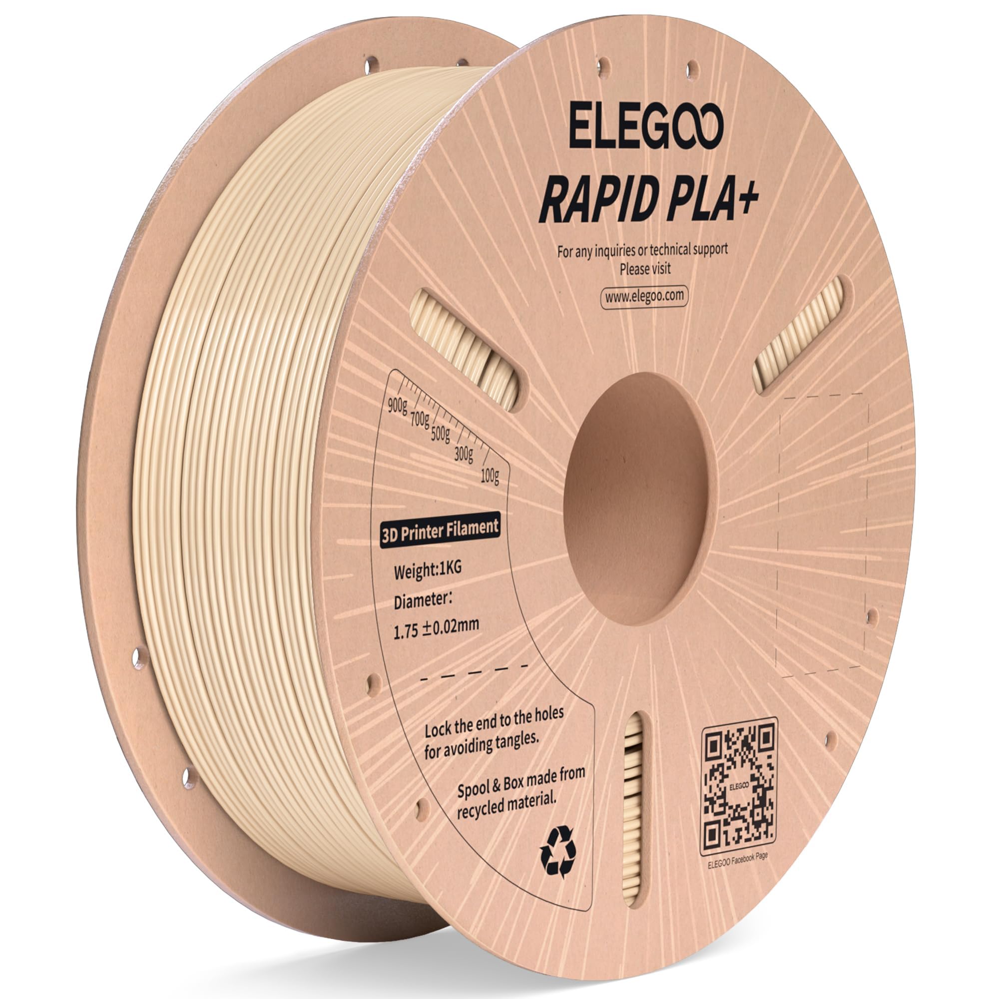 Foto 1 | Filamento Para Impresora 3d Elegoo Rapid Pla Plus De 1,75 Mm, Color Beige, 1 Kg - Venta Internacional.