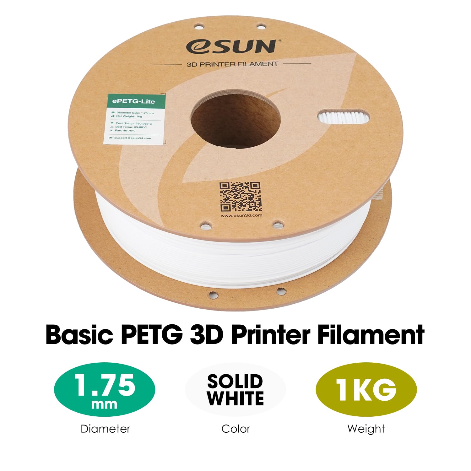 Foto 3 pulgar | Filamento Para Impresora 3d Esun Petg De 1 75 Mm  Bobina De 1 Kg  Blanco Sólido - Venta Internacional.