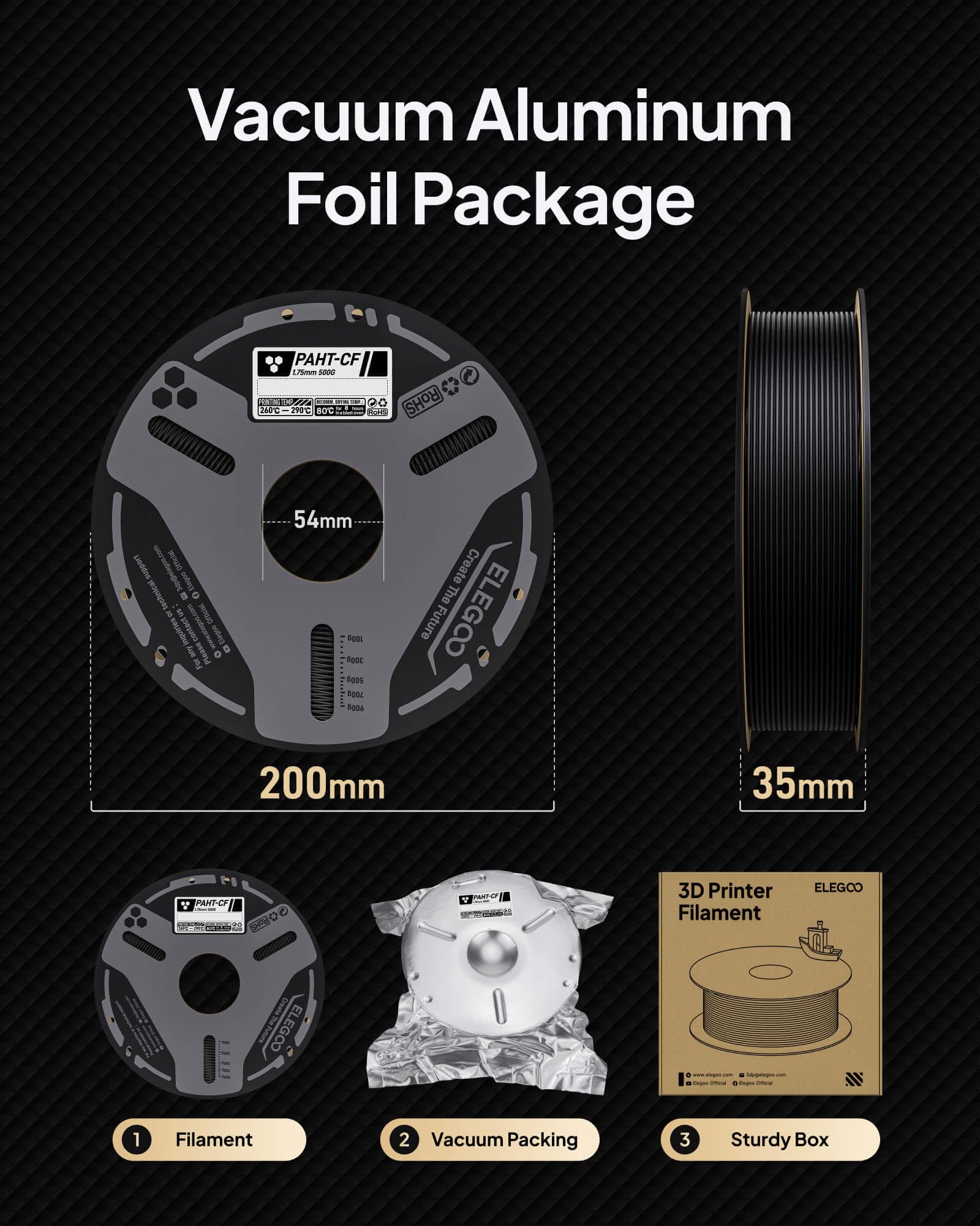 Foto 7 pulgar | Filamento De Impresión 3d Elegoo Carbon Fiber Paht 1.75mm 500g - Venta Internacional.