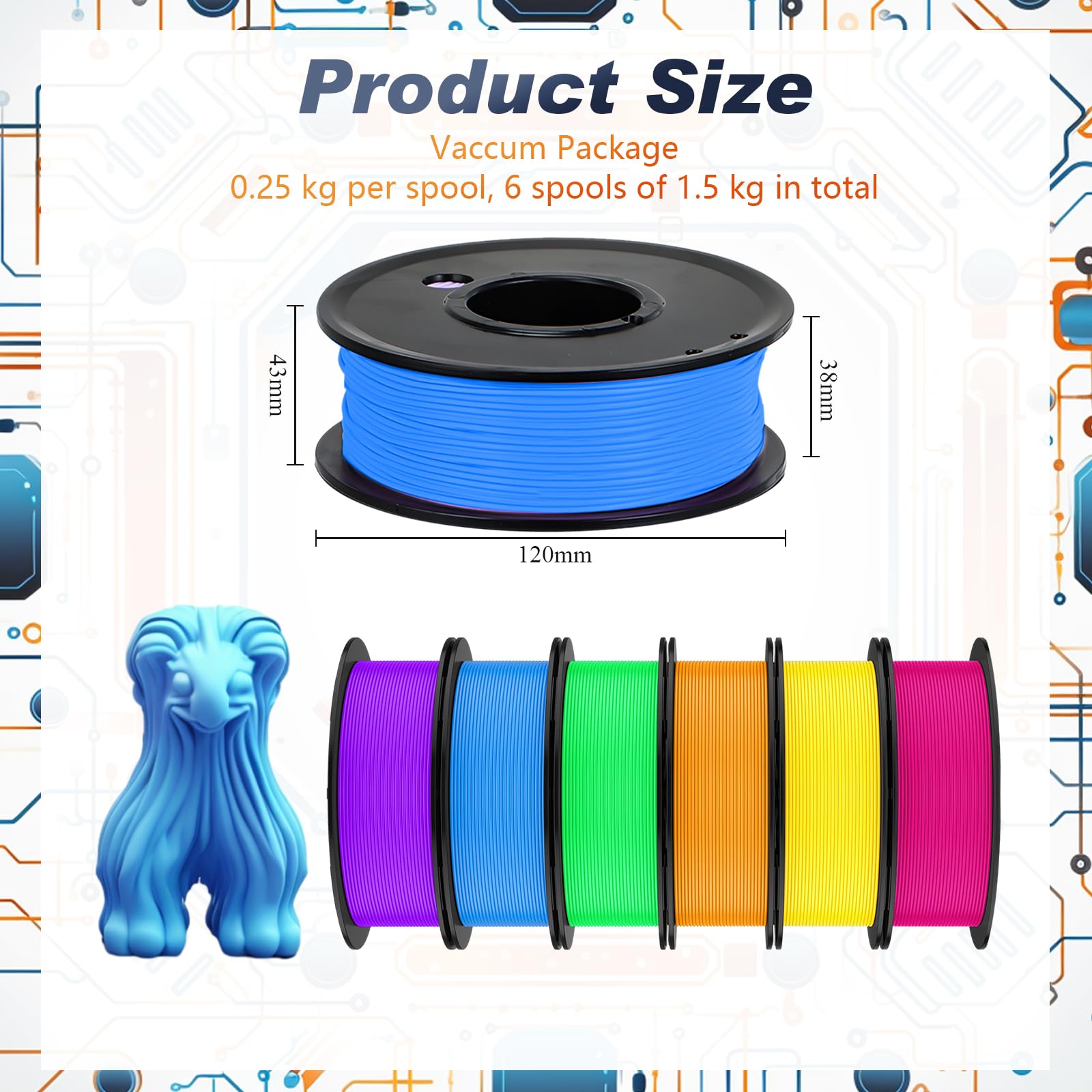 Foto 2 | Filamento Pangda Multicolor Pla Para Impresora 3d  1 75 Mm Y 1 5 Kg - Venta Internacional.
