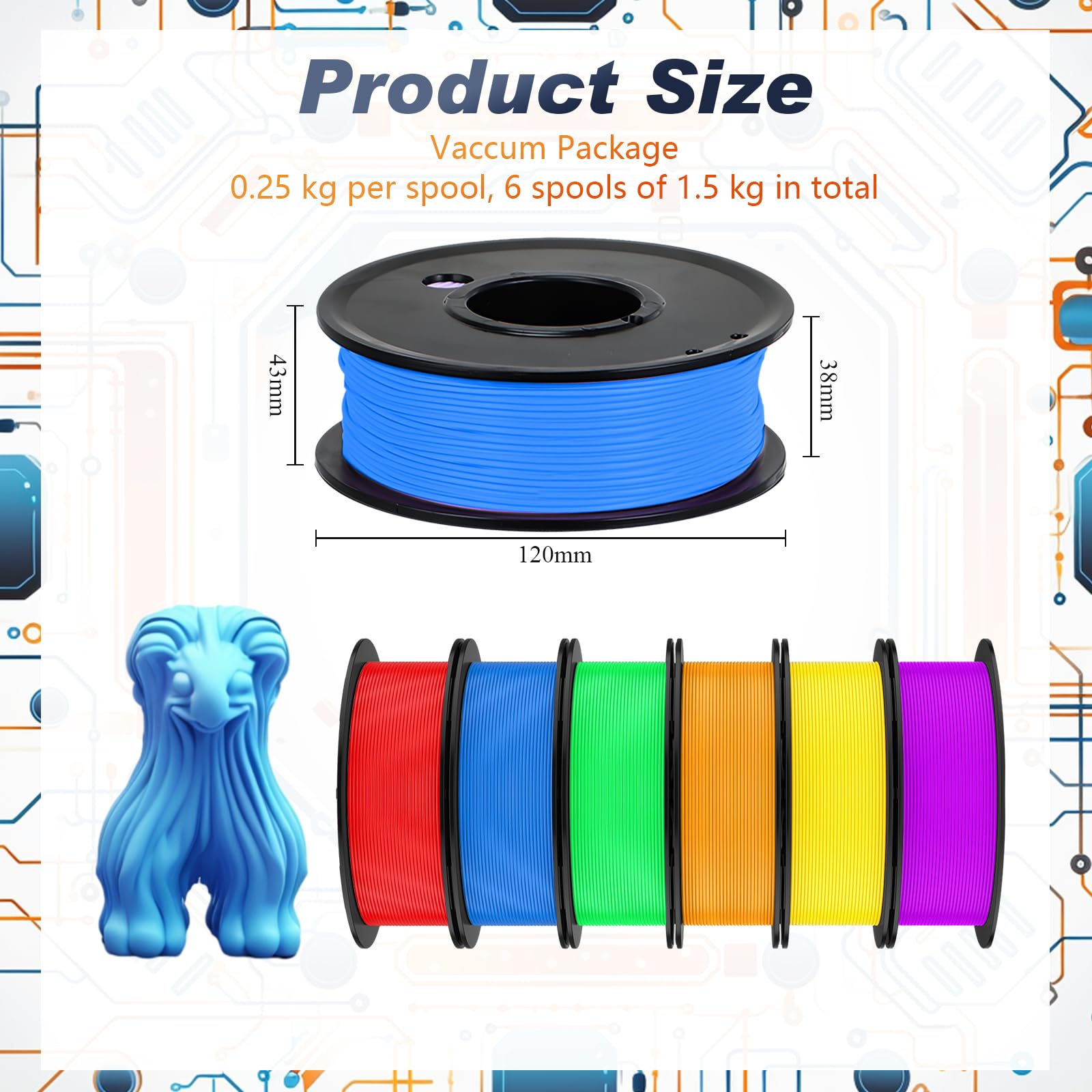 Foto 3 pulgar | Filamento Para Impresora 3d Pangda 1.75 Mm Pla Multicolor 1.5 Kg - Venta Internacional.