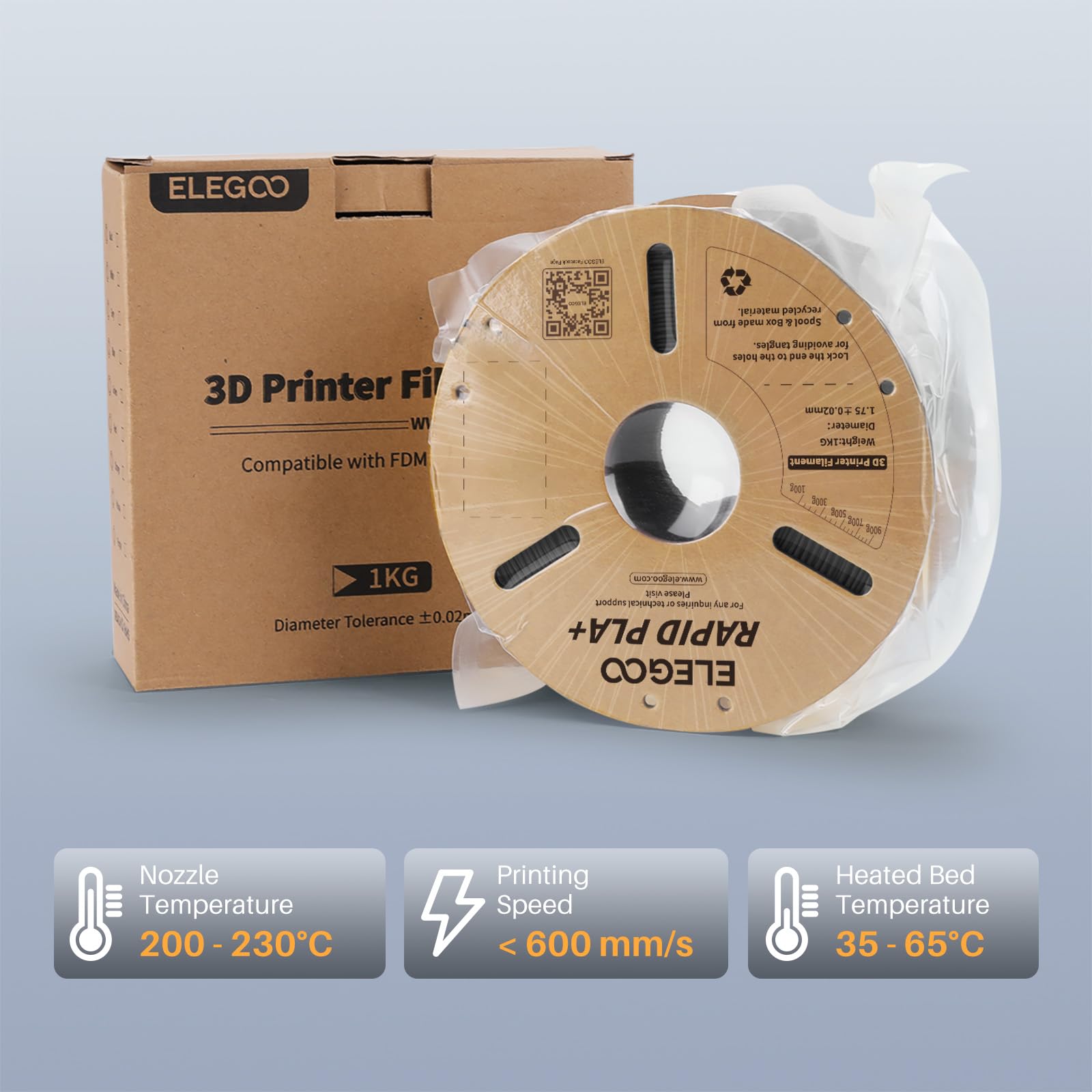 Foto 7 pulgar | Paquete De Filamento Para Impresora 3d Elegoo Rapid Pla Plus De 1 75 Mm Y 4 Kg - Venta Internacional.