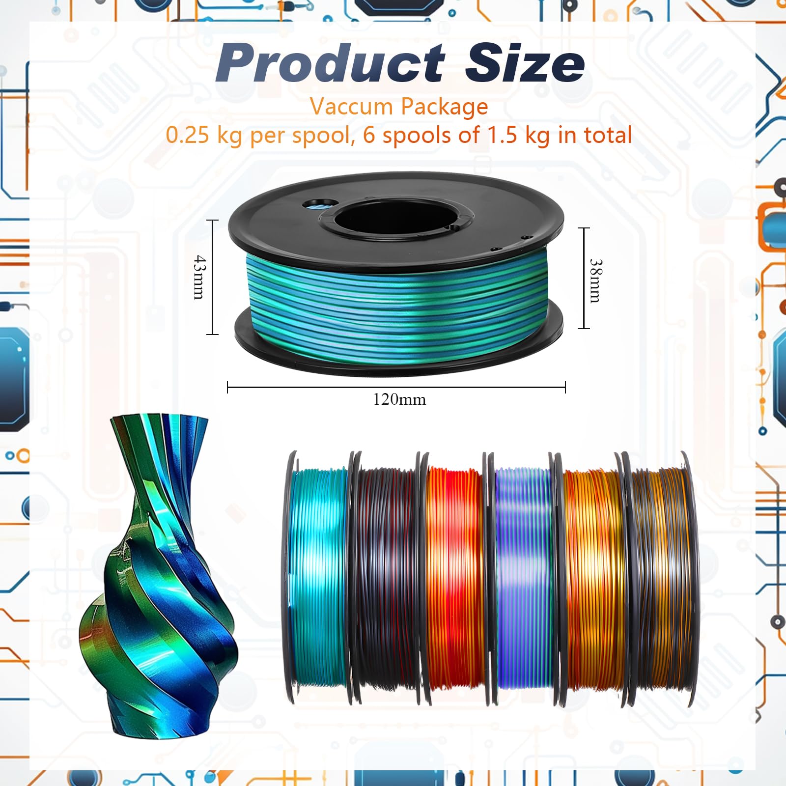 Foto 3 pulgar | Filamento Pangda Multicolor Pla Para Impresora 3d  1 75 Mm Y 1 5 Kg - Venta Internacional.