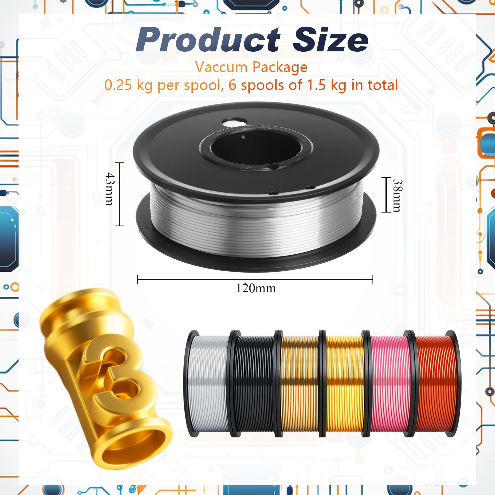 Foto 2 | Filamento Para Impresora 3d Pangda 1.75 Mm Pla Multicolor 1.5 Kg - Venta Internacional.