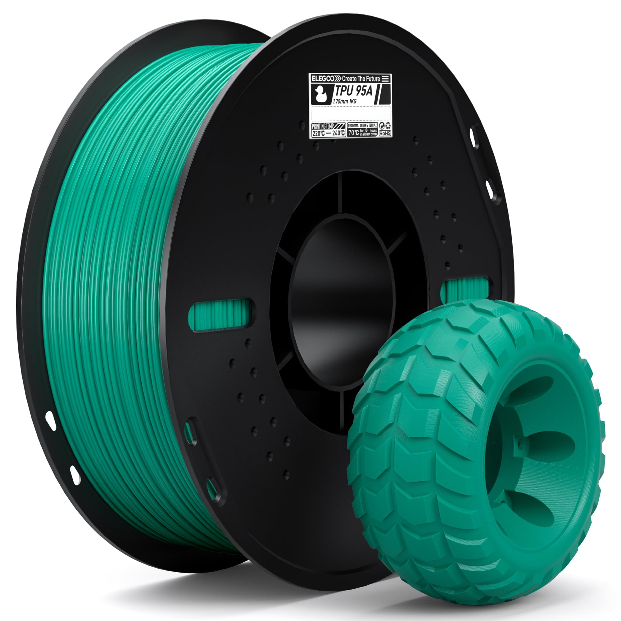Foto 1 | Filamento De Impresión 3d Elegoo Tpu 1.75 Mm Verde 1 Kg 95a - Venta Internacional.