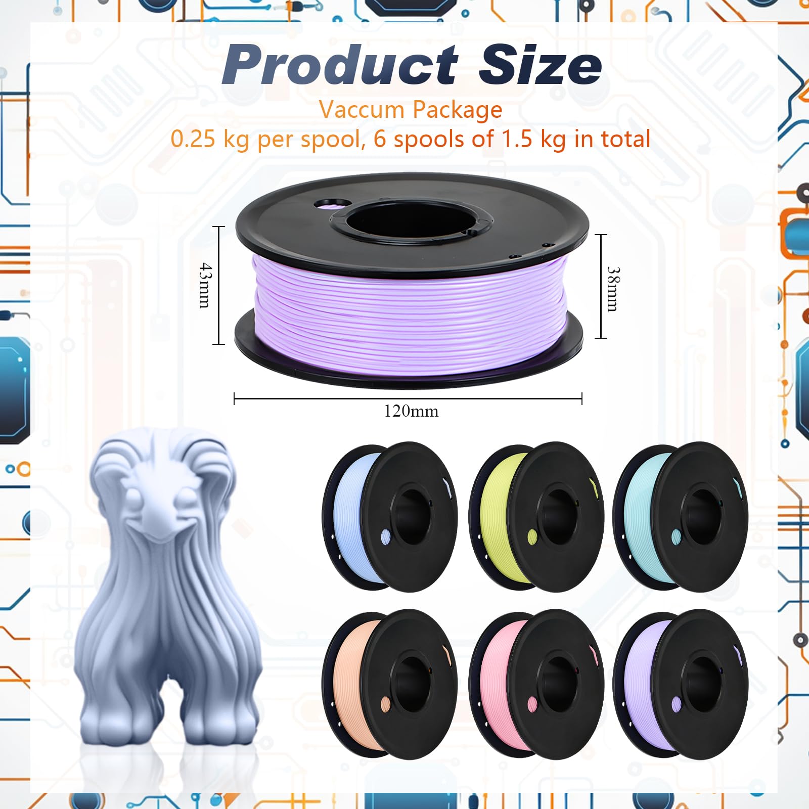 Foto 3 pulgar | Filamento Pangda Multicolor Pla Para Impresora 3d  1 75 Mm Y 1 5 Kg - Venta Internacional.