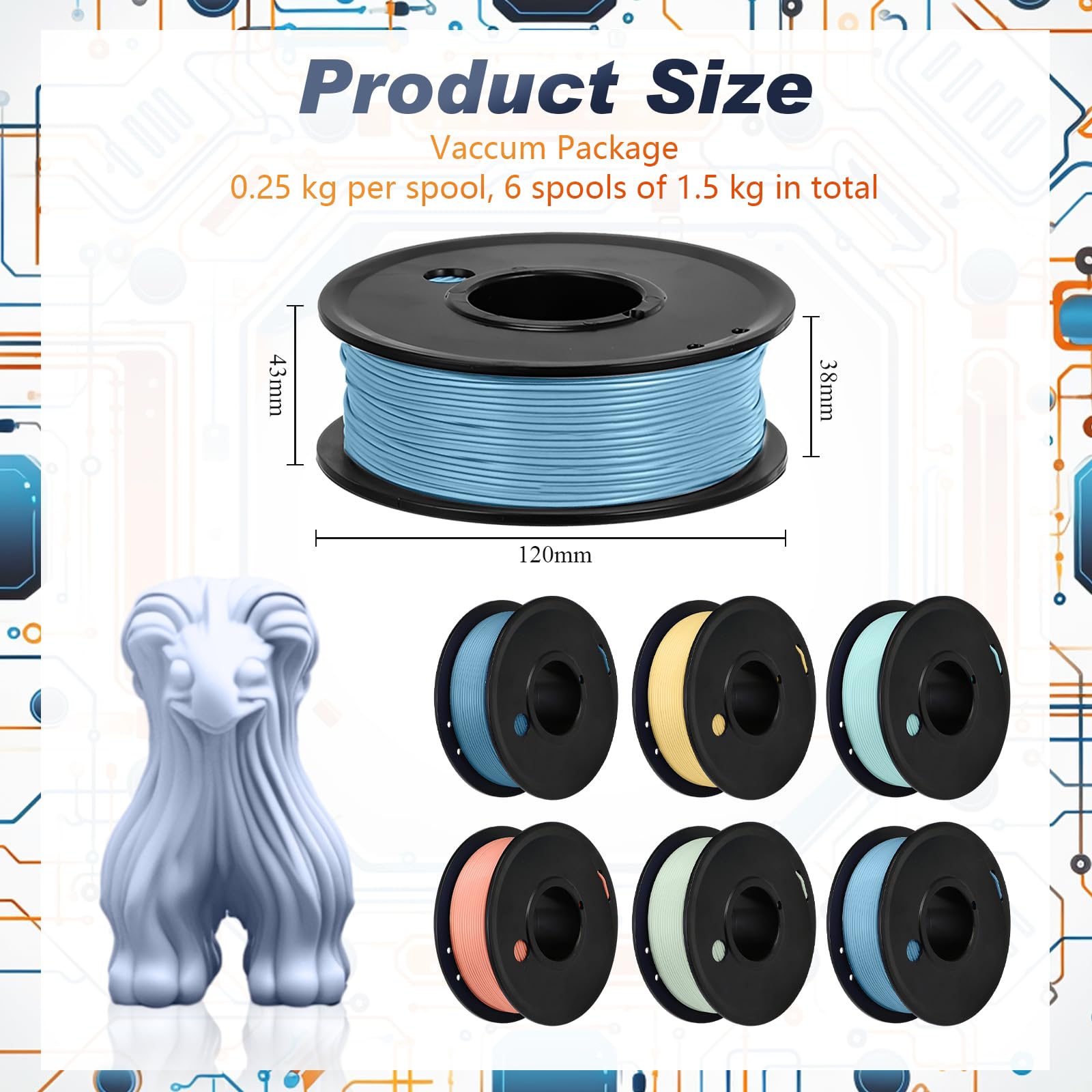 Foto 4 pulgar | Filamento Pangda Multicolor Pla Para Impresora 3d  1 75 Mm Y 1 5 Kg - Venta Internacional.