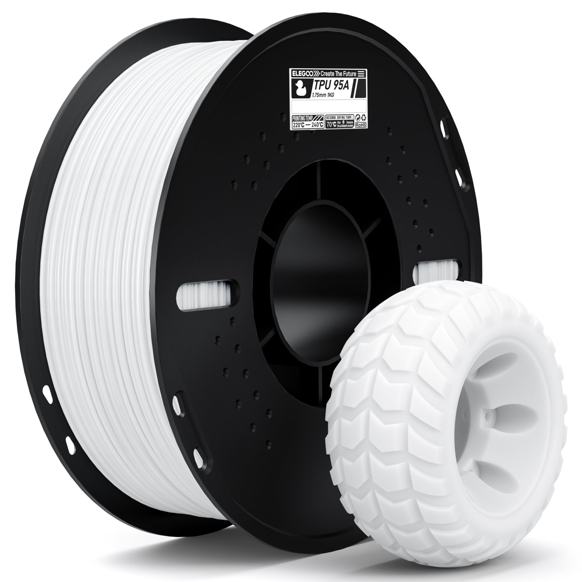 Foto 2 pulgar | Filamento De Impresión 3d Elegoo Tpu 1.75 Mm 1 Kg Blanco 95a - Venta Internacional.