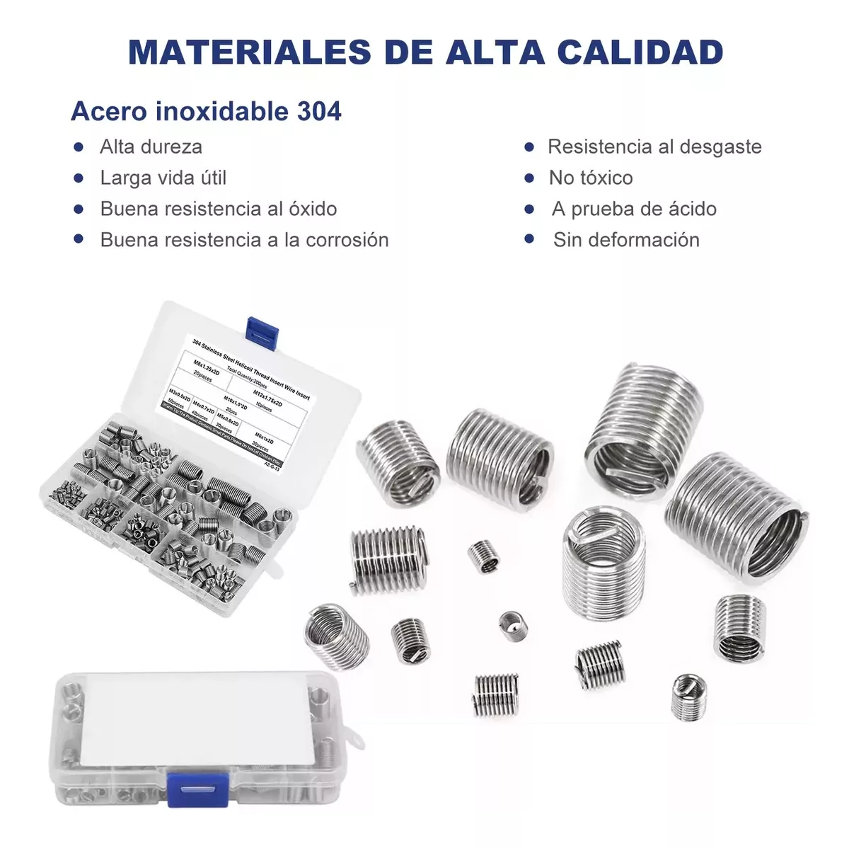 Foto 4 pulgar | Insertos De Rosca 140 Piezas De Acero Inoxidable 304 Métrico Plata