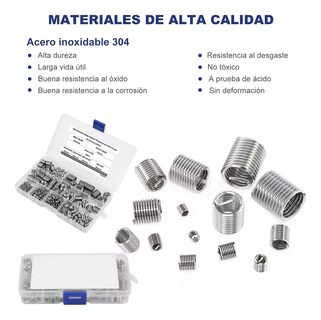 Foto 3 | Insertos De Rosca 140 Piezas De Acero Inoxidable 304 Métrico Plata