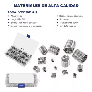 Foto 3 | Insertos De Rosca 140 Piezas De Acero Inoxidable 304 Métrico Plata