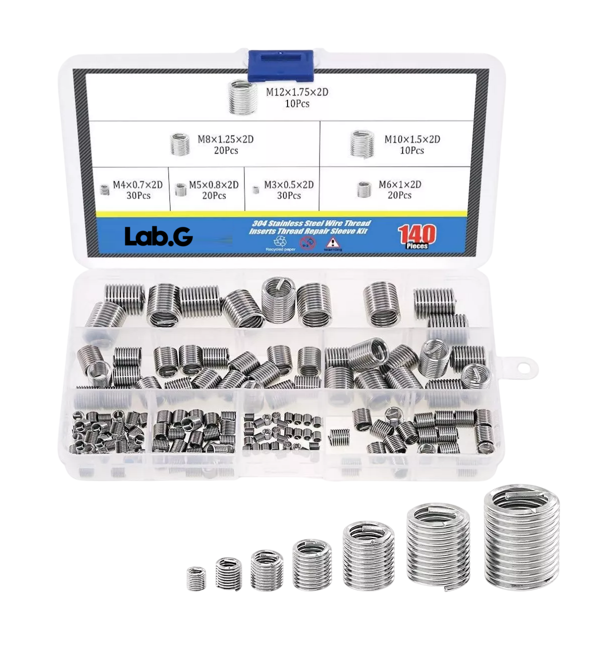 Insertos De Rosca 140 Piezas De Acero Inoxidable 304 Métrico Plata