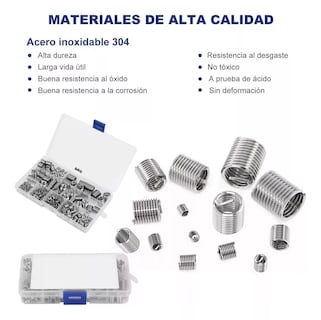 Foto 3 | Insertos De Rosca 140 Piezas De Acero Inoxidable 304 Métrico Belug, Plata