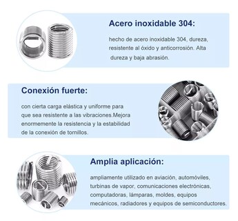 Foto 4 | Insertos De Rosca 140 Piezas De Acero Inoxidable 304 Métrico Belug, Plata