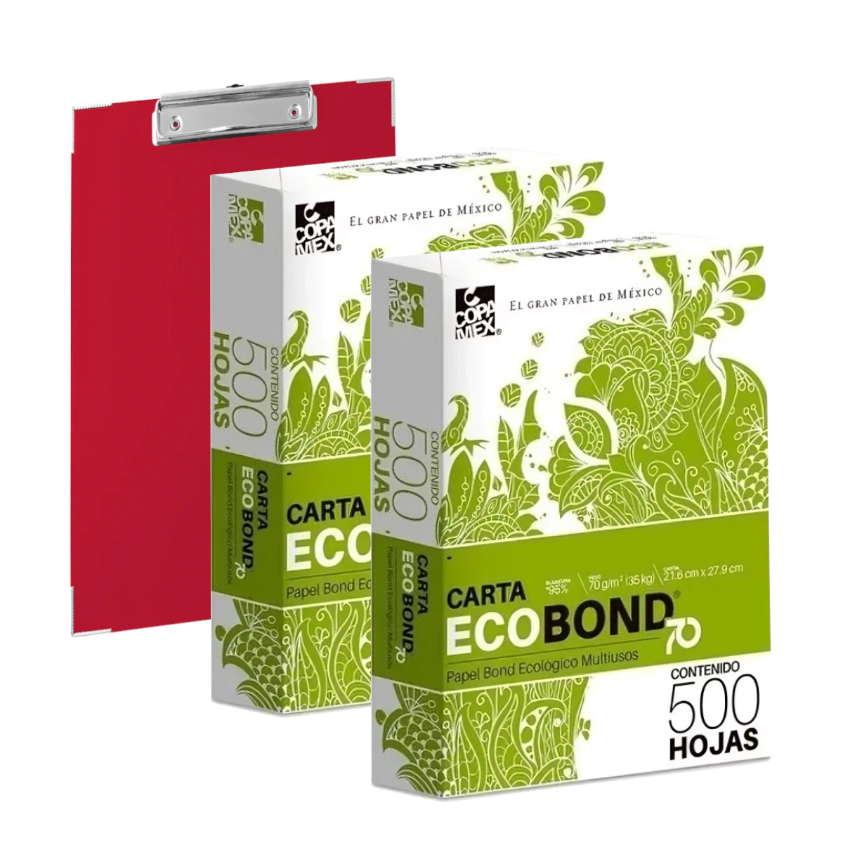 Papel Bond Carta 1000 Hojas Ecobond Blanco Con Tabla Clip