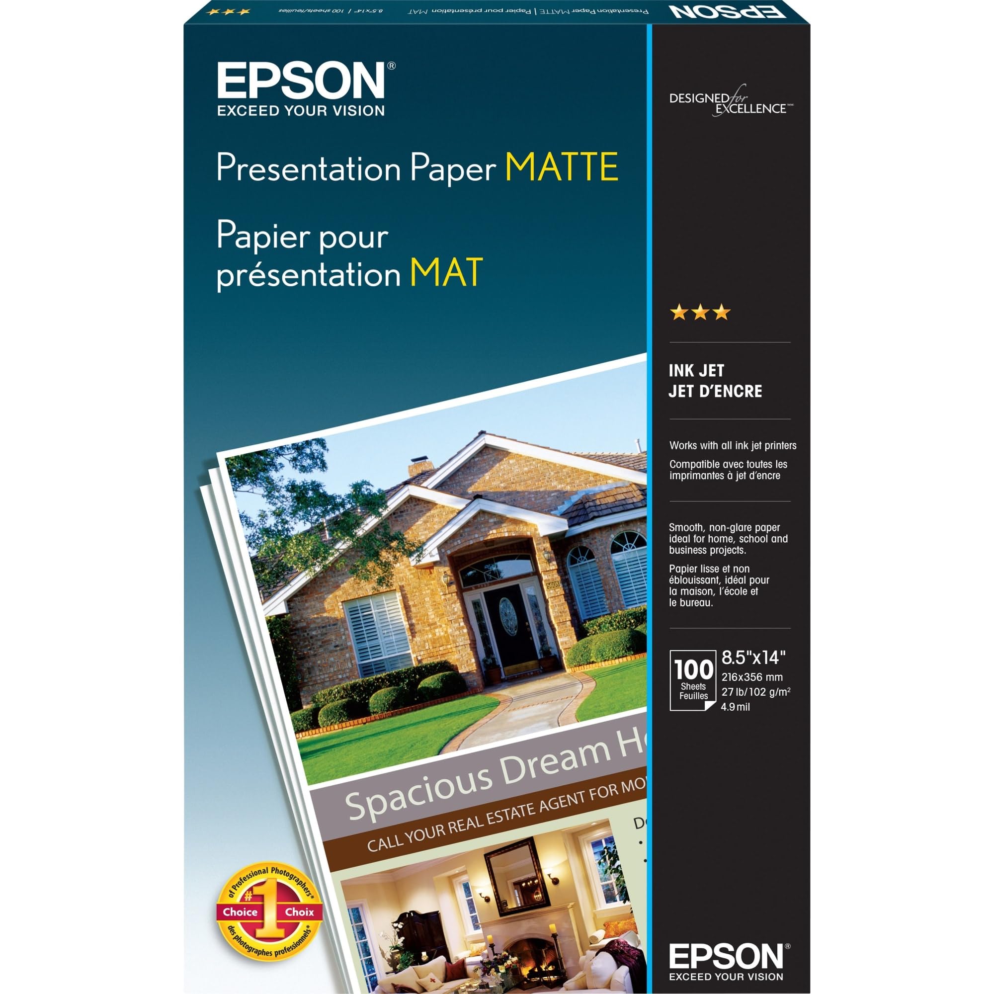 Foto 3 pulgar | Papel De Presentación Epson Matte 8.5 X 14 Pulgadas, 100 Hojas - Venta Internacional.