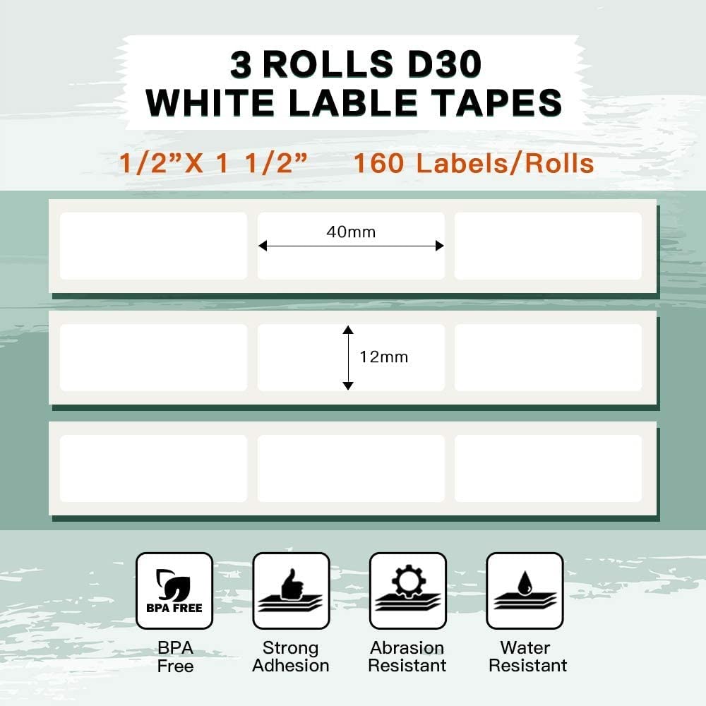Foto 2 | Papel Para Etiquetas Phomemo D30, Adhesivo Térmico, Blanco, 160 Etiquetas - Venta Internacional.