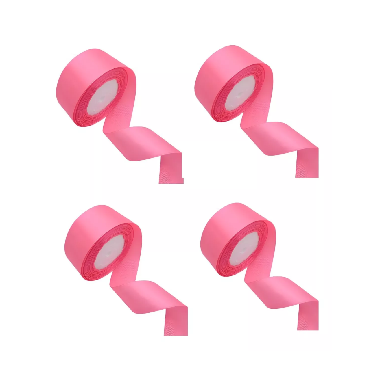 4pcs Rollo de Listón Satinado #9 3.8cm con 23 Metros Rosa