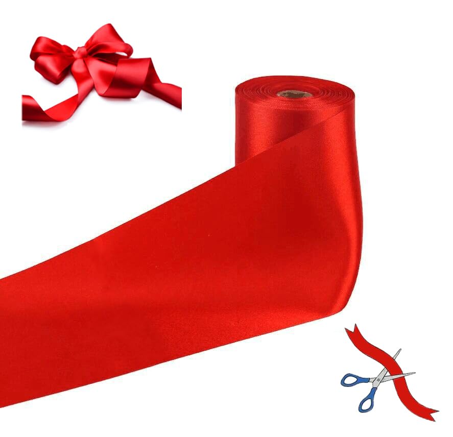 Cinta Yycraft De Tela Satinada De 15 Cm De Ancho Y 20 M De Largo, Color Rojo - Venta Internacional.