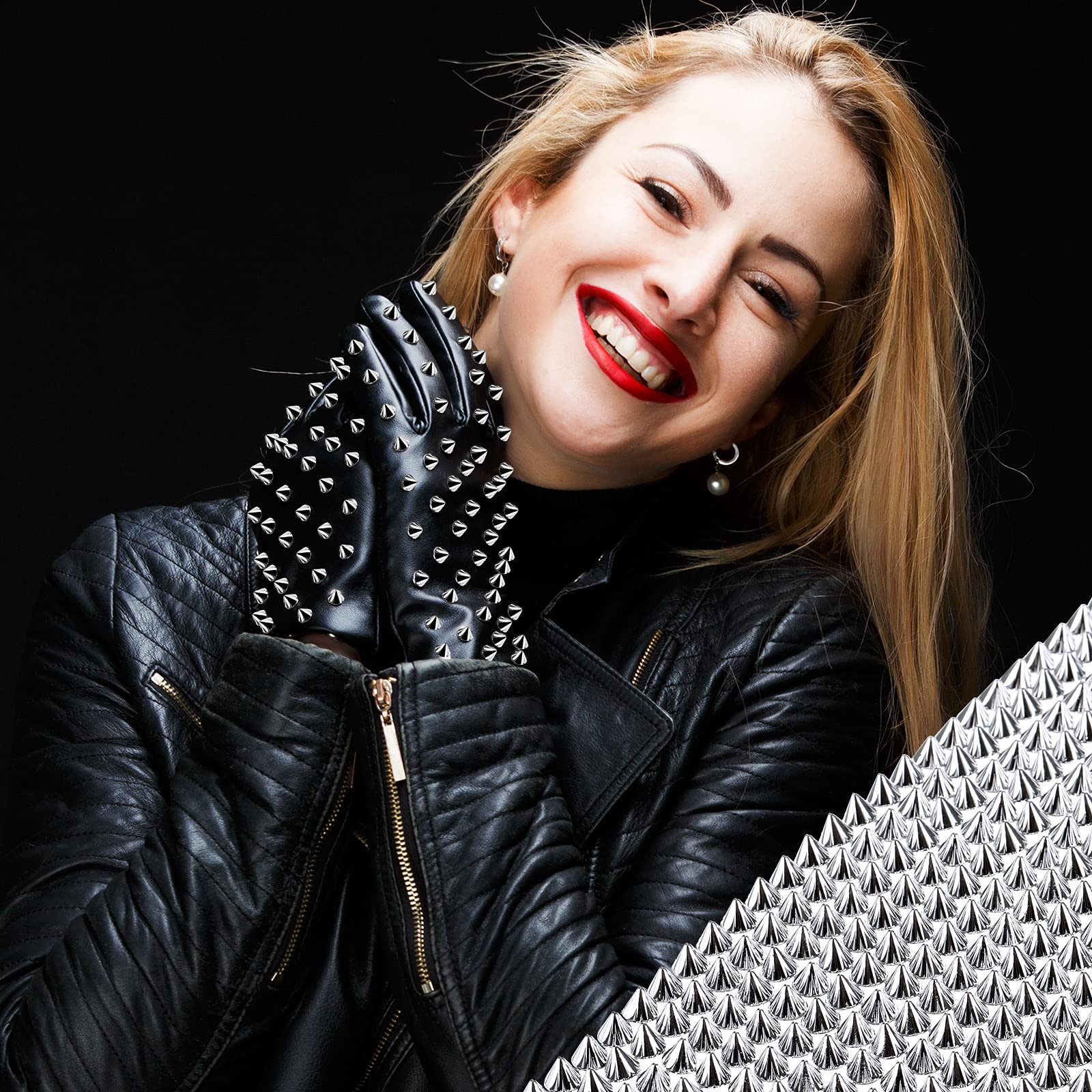 Foto 5 | Cuenta Con Remaches De Malla Con Ribete Punk Para Ropa Waydress - Venta Internacional.