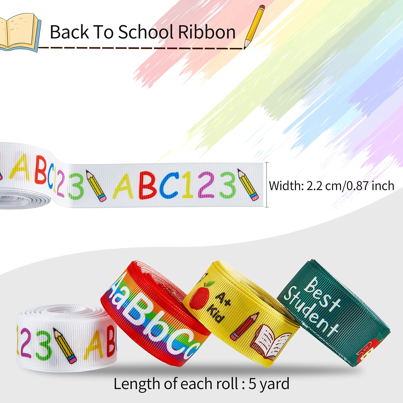 Foto 3 pulgar | Cintas De Grogrén Willbond Para El Regreso A Clases, 20 Yardas, 4 Estilos - Venta Internacional.