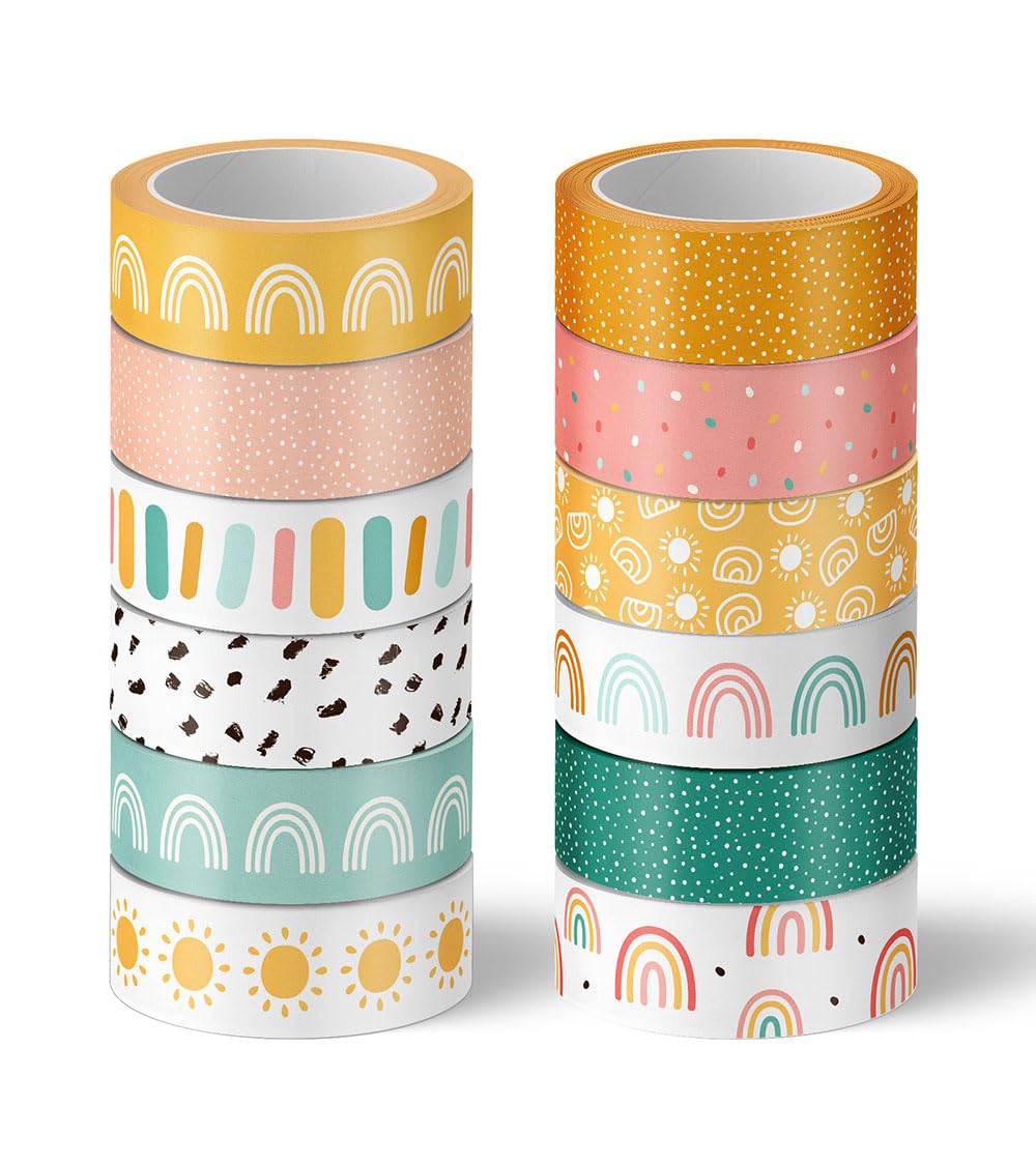 Foto 2 pulgar | Washi Tapes Whaline Boho Rainbow Sun De 1,5 Cm X 5 M, 12 Rollos - Venta Internacional.