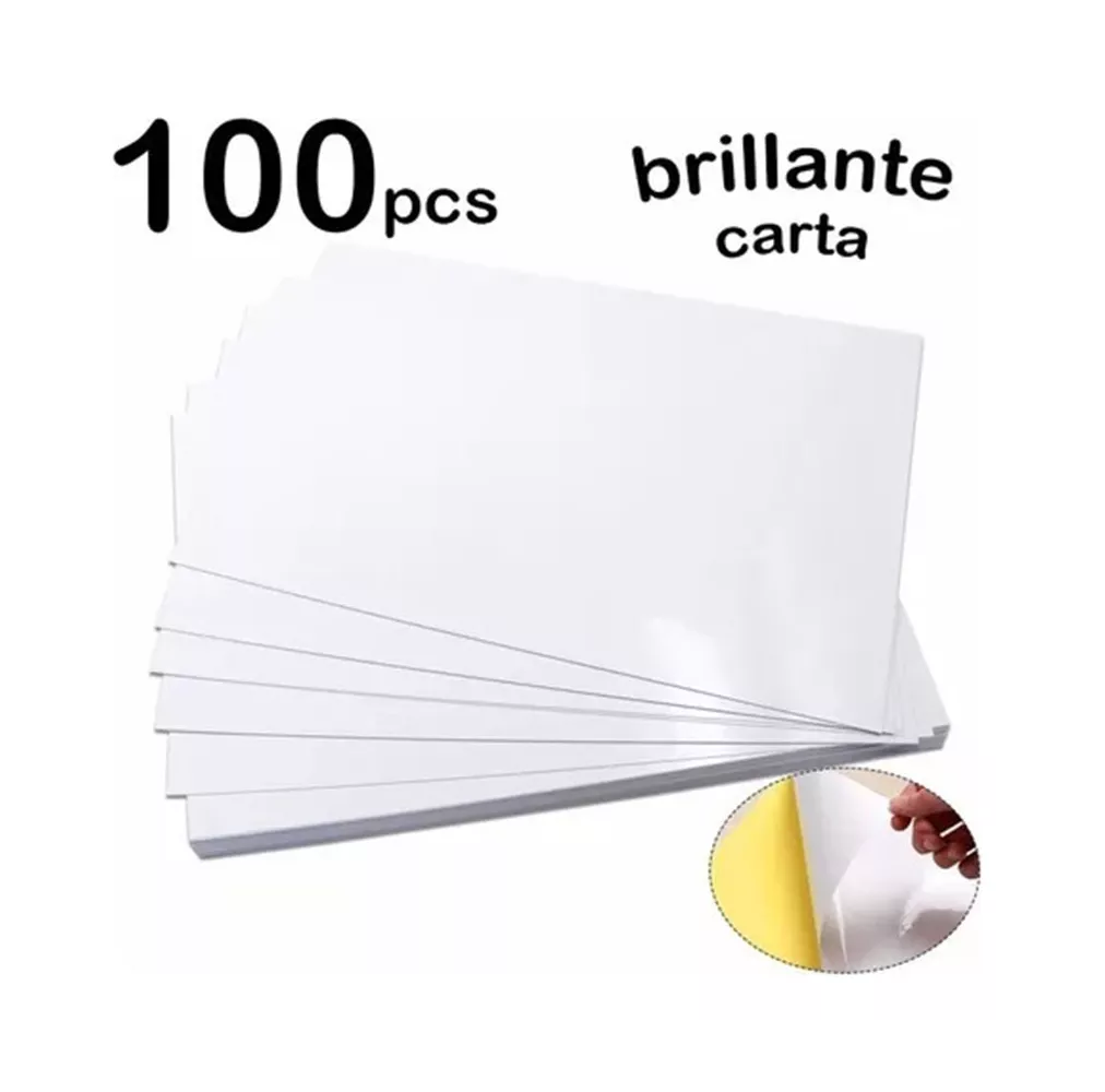 Foto 2 | Papel Adhesivo Carta Brillante Etiquetas Laser 100 Hojas Blanco