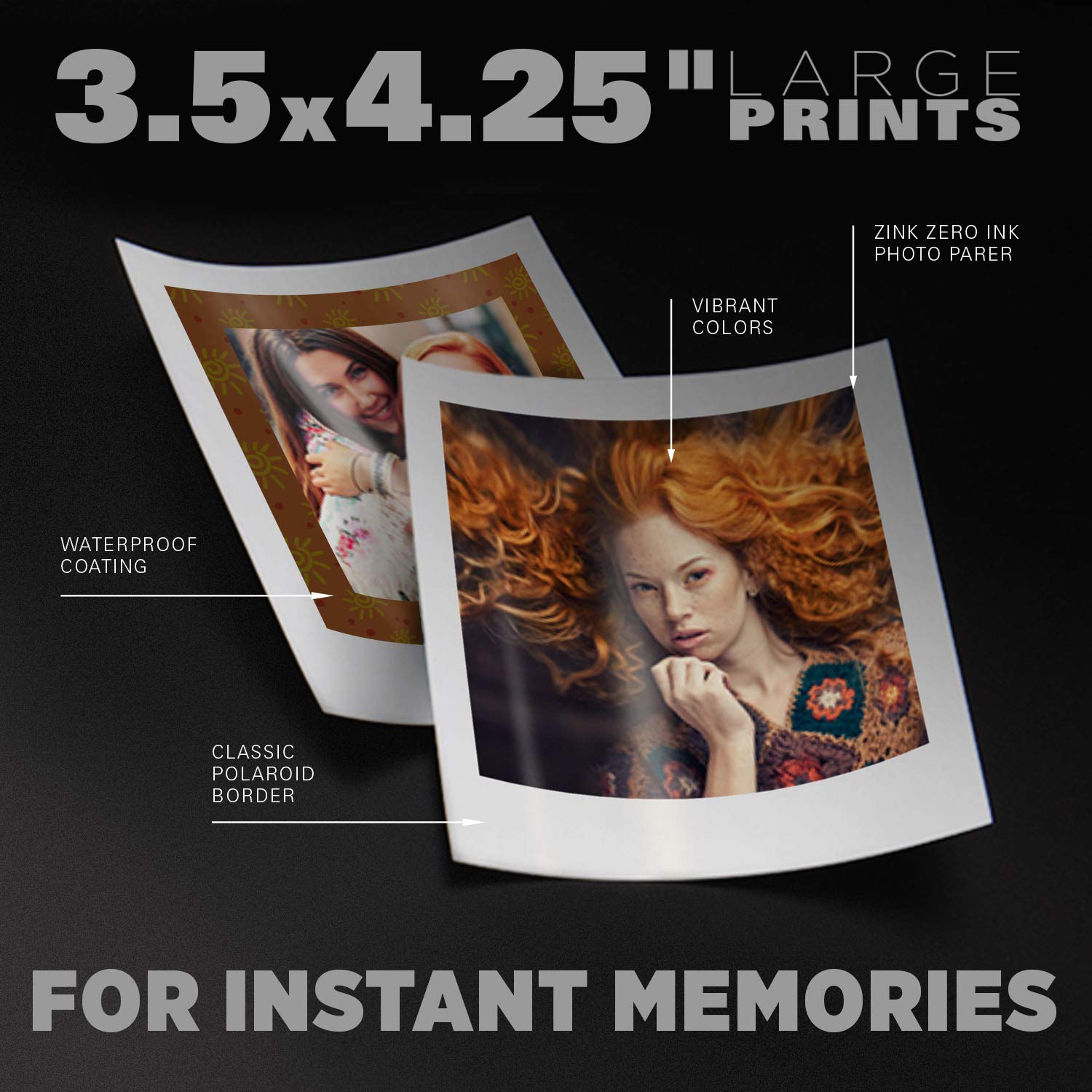Foto 5 pulgar | Papel Zincado Polaroid Premium De 3.5 X 4.25 Pulgadas, 80 Hojas Y Pegatinas - Venta Internacional.