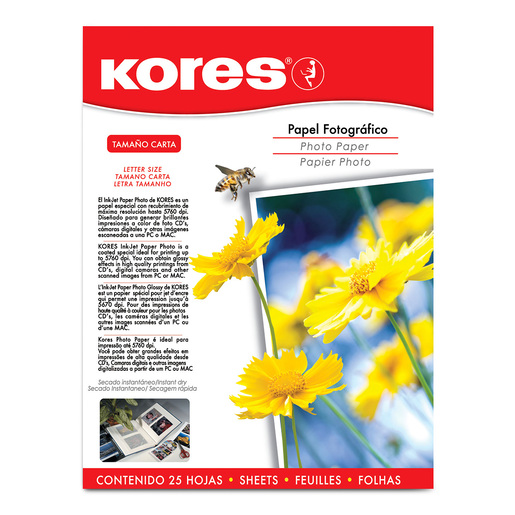 Foto 1 | Papel Fotográfico Kores Tamaño Carta con 25 Hojas