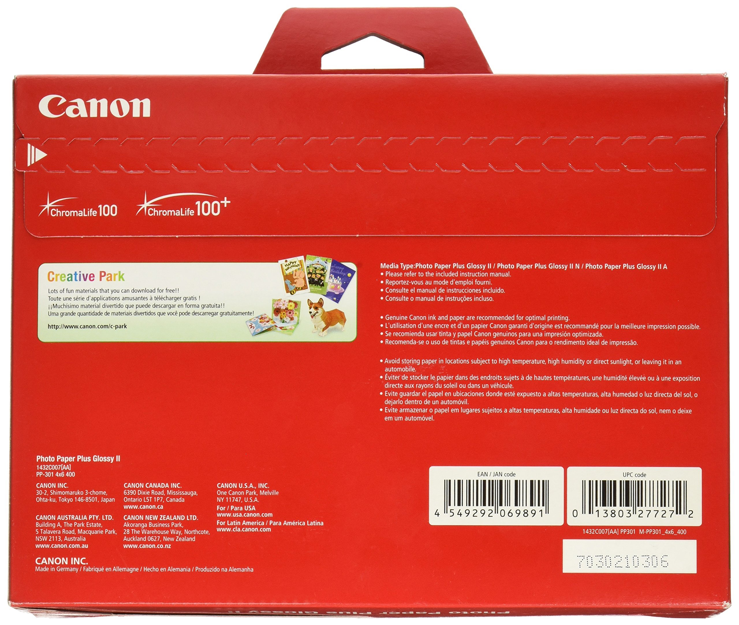 Foto 3 pulgar | Papel Fotográfico Canon Photo Paper Plus Glossy Ii 4x6 400 Hojas - Venta Internacional.