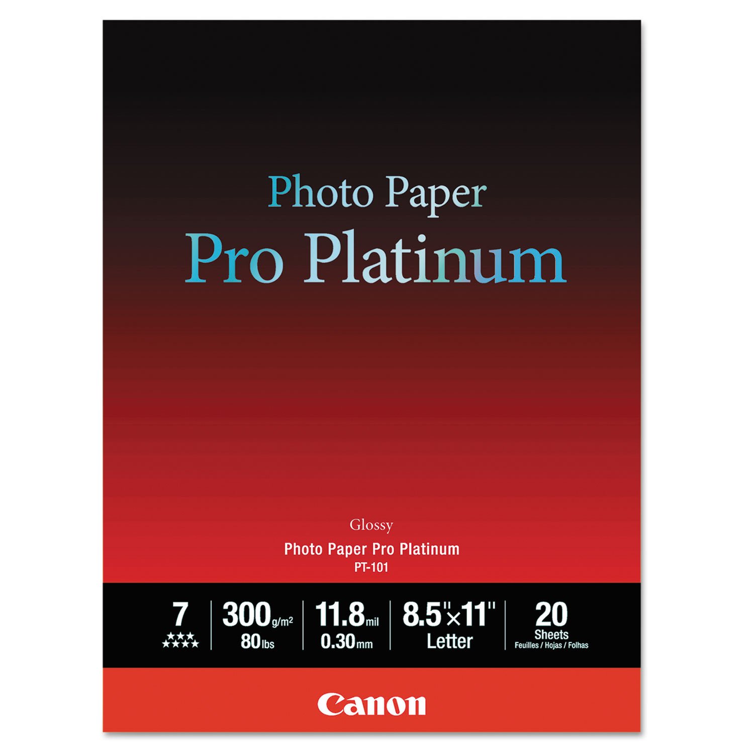 Papel Fotográfico Canon 2768b022 Pro Platinum 8.5 X 11 Pulgadas, 20 Hojas - Venta Internacional.