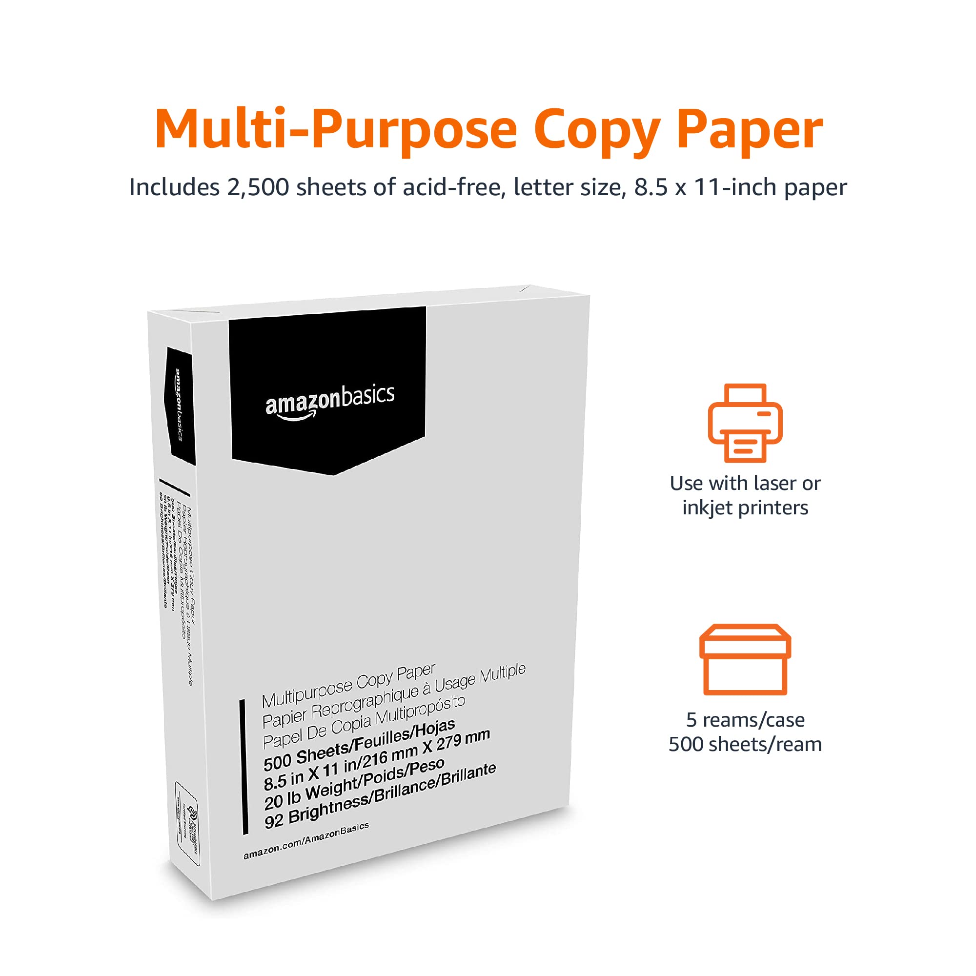 Foto 3 pulgar | Papel de Copia Multripropósito Amazon Basics de 2500 Hojas-Venta Internacional