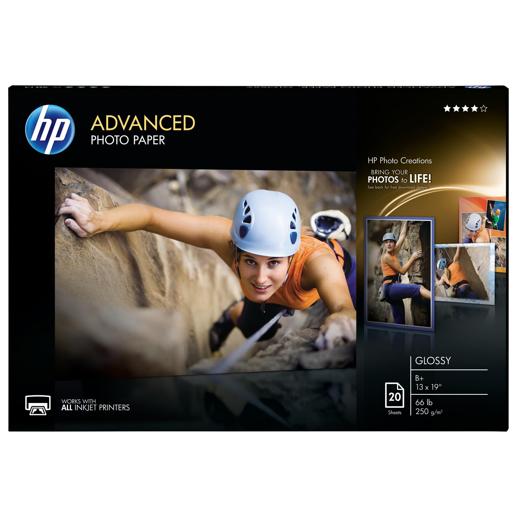 Foto 4 pulgar | Papel Fotográfico Hp Advanced Glossy 13x19 Cm, 20 Hojas Cr696a - Venta Internacional.