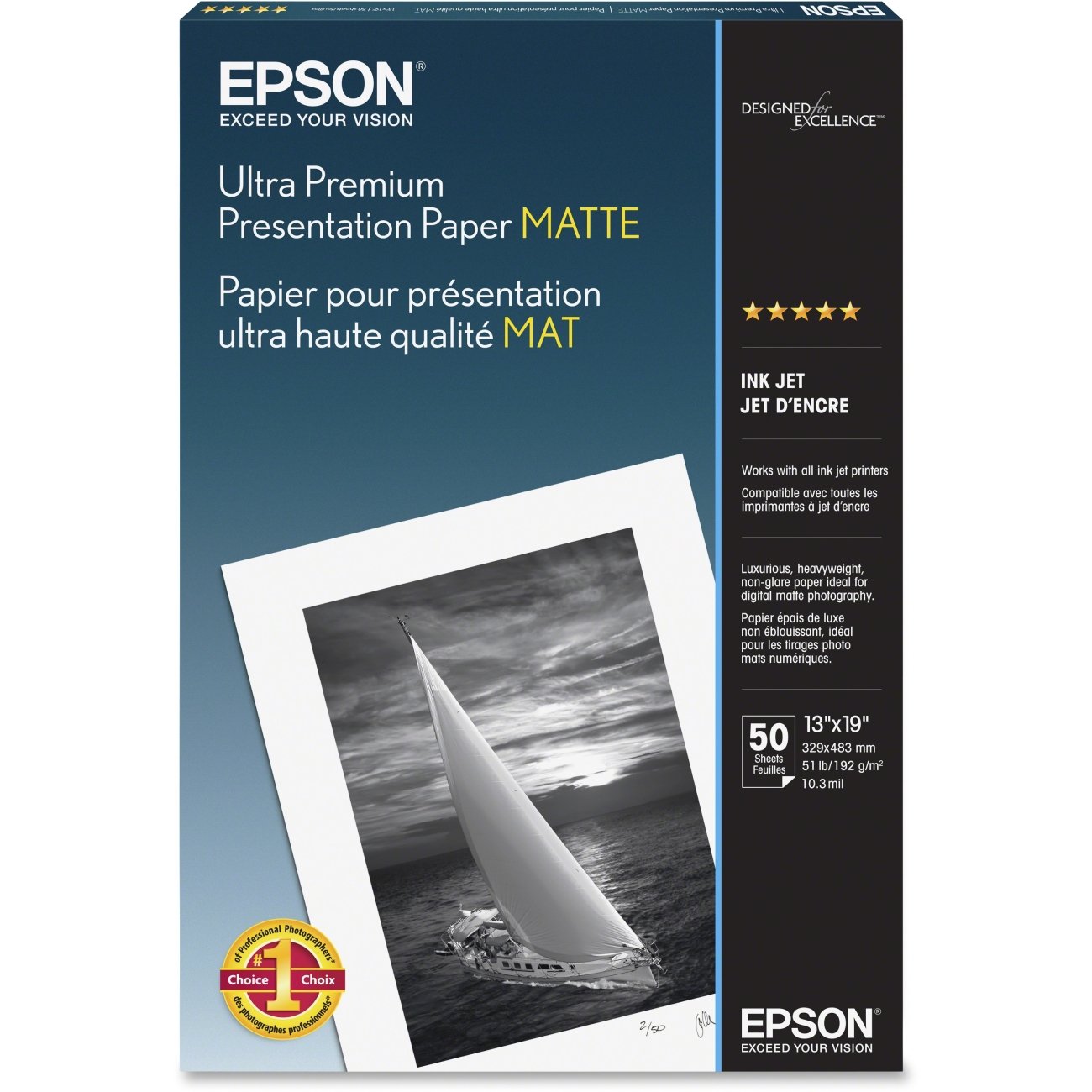 Papel Epson Ultra Premium Mate Para Presentación, 13 X 19 Cm, Paquete De 50 - Venta Internacional.